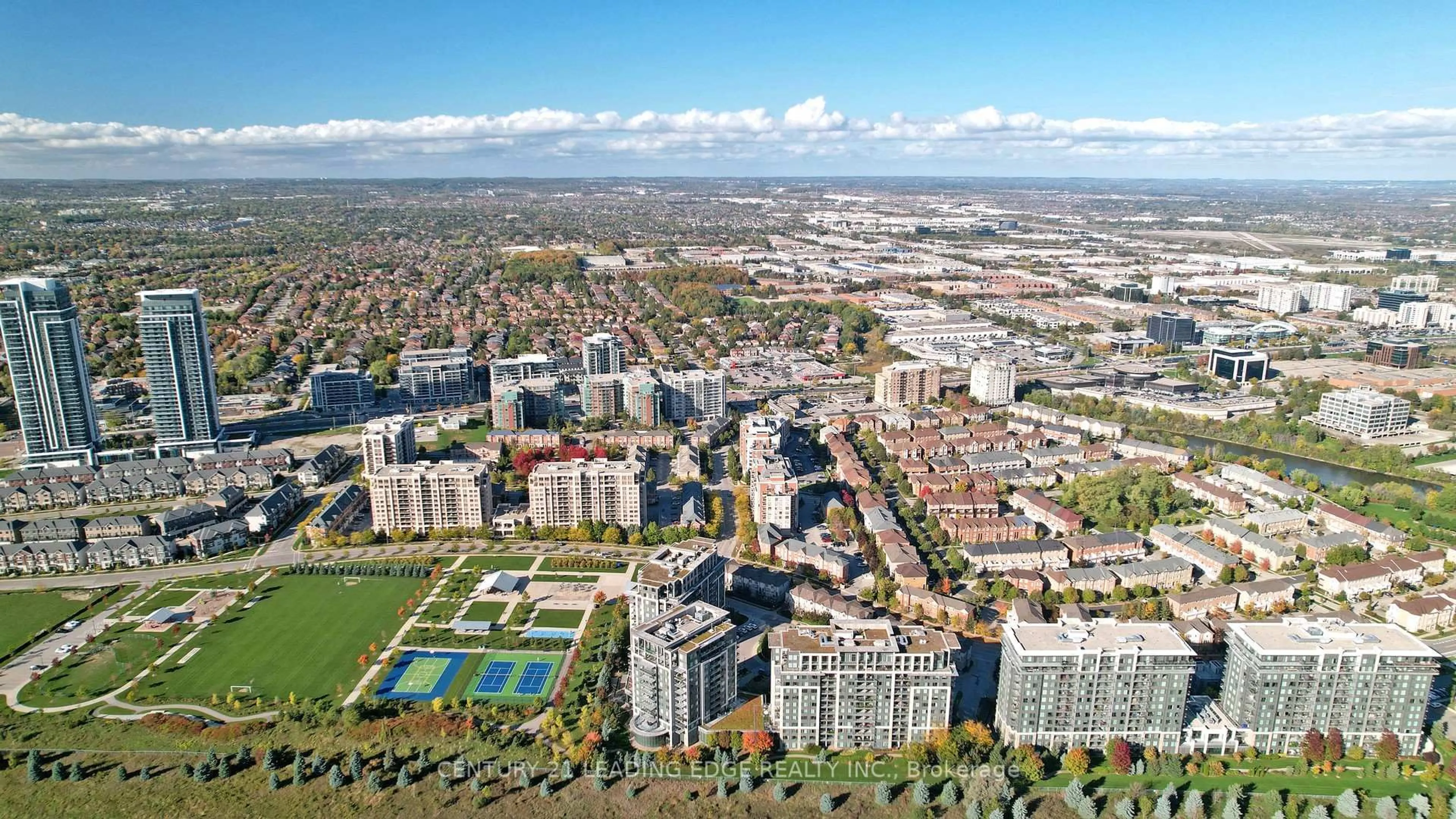 A pic from outside/outdoor area/front of a property/back of a property/a pic from drone, city buildings view from balcony for 233 South Park Rd #1011, Markham Ontario L3T 0B3