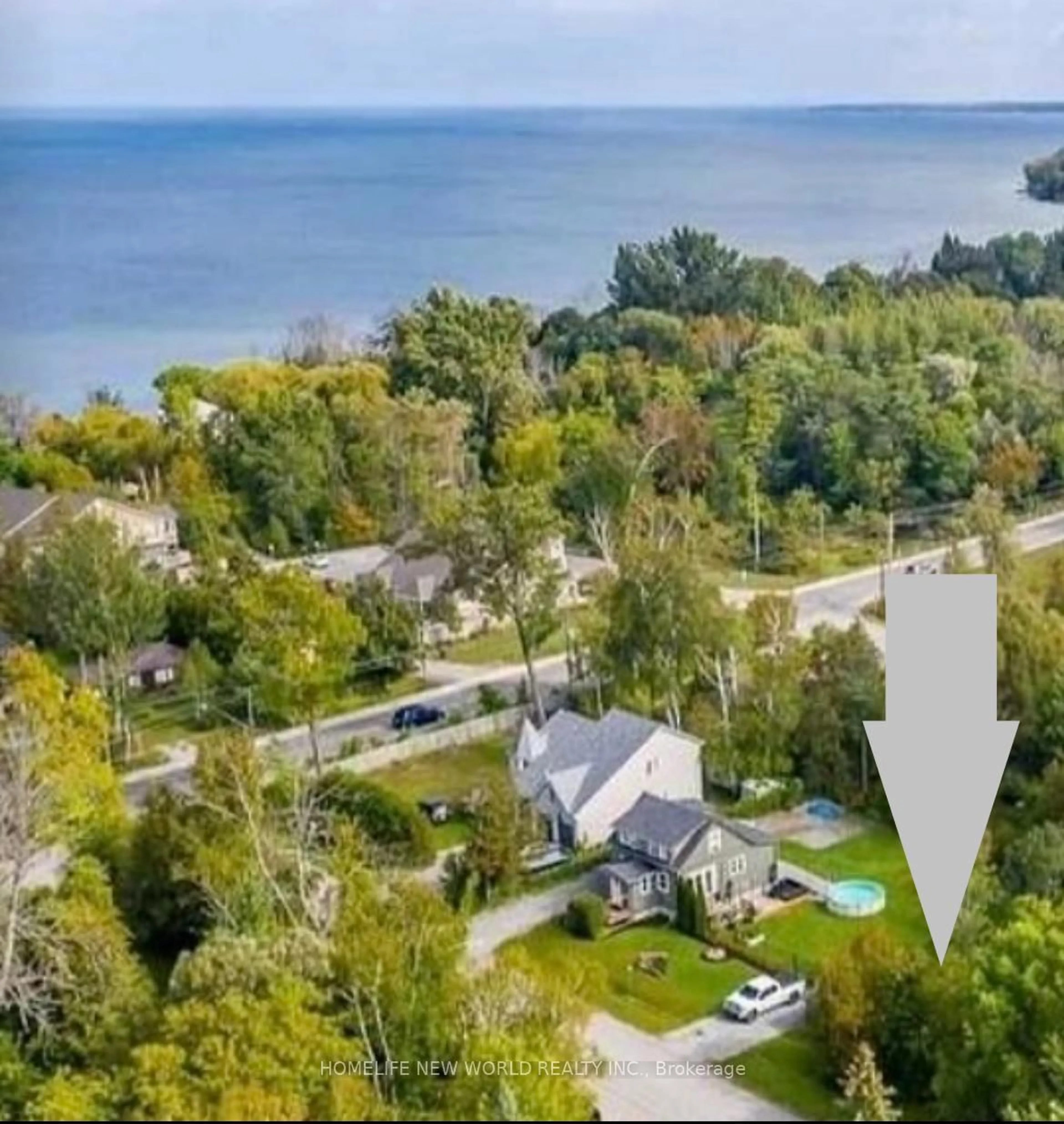 A pic from outside/outdoor area/front of a property/back of a property/a pic from drone, water/lake/river/ocean view for 65 Edith St, Georgina Ontario L0E 1L0