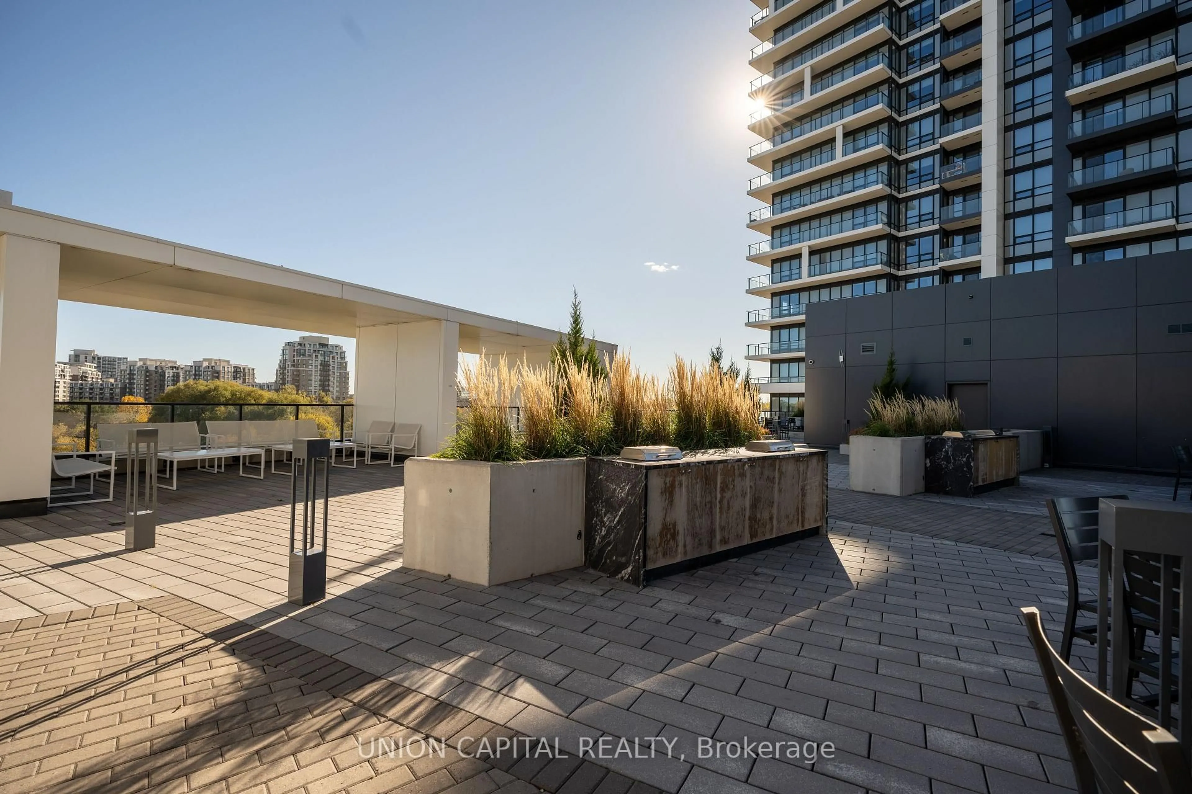 Patio, city buildings view from balcony for 38 Water Walk Dr #509, Markham Ontario L3R 6M8
