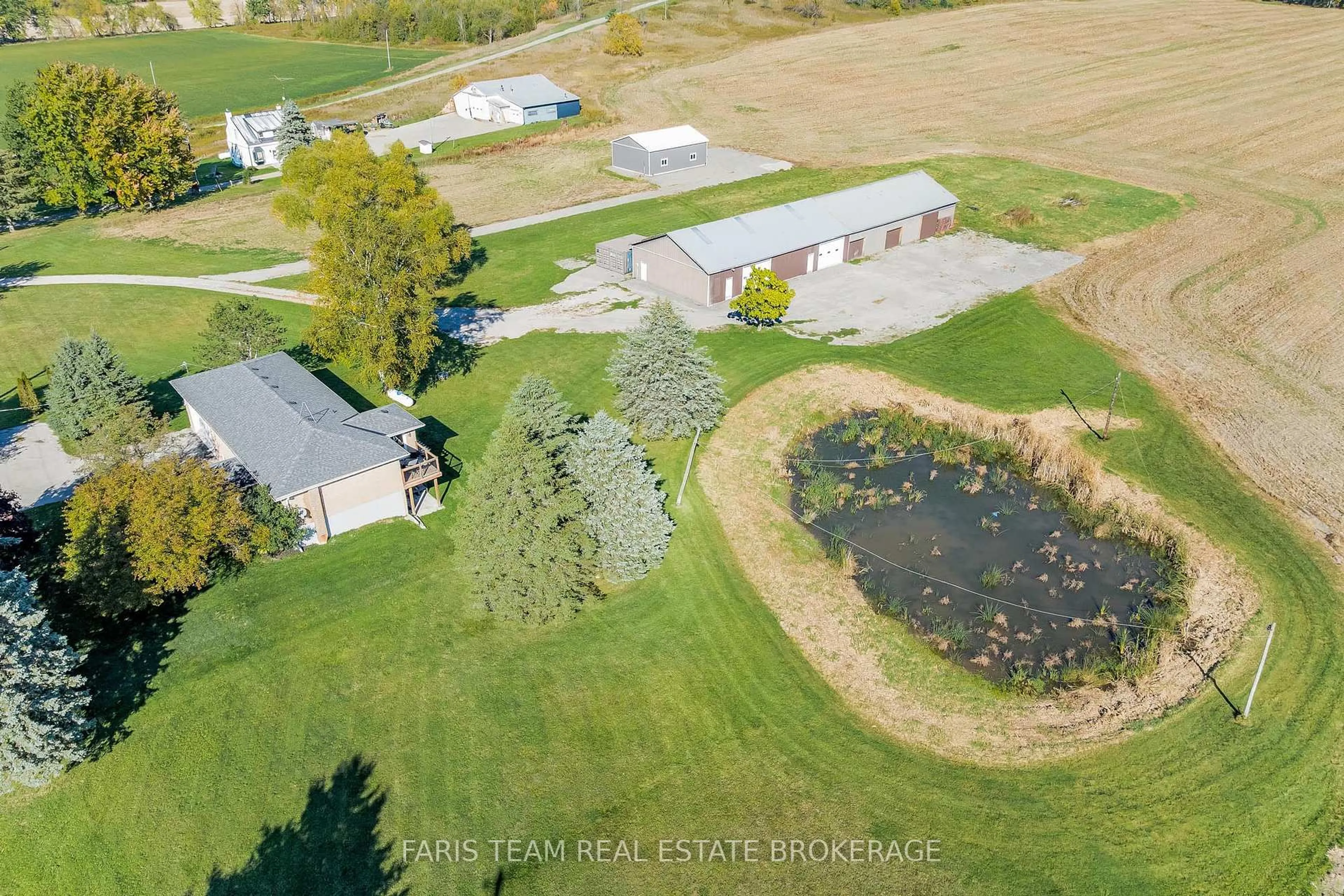 A pic from outside/outdoor area/front of a property/back of a property/a pic from drone, water/lake/river/ocean view for 5349 6th Line, Essa Ontario L0L 1L0