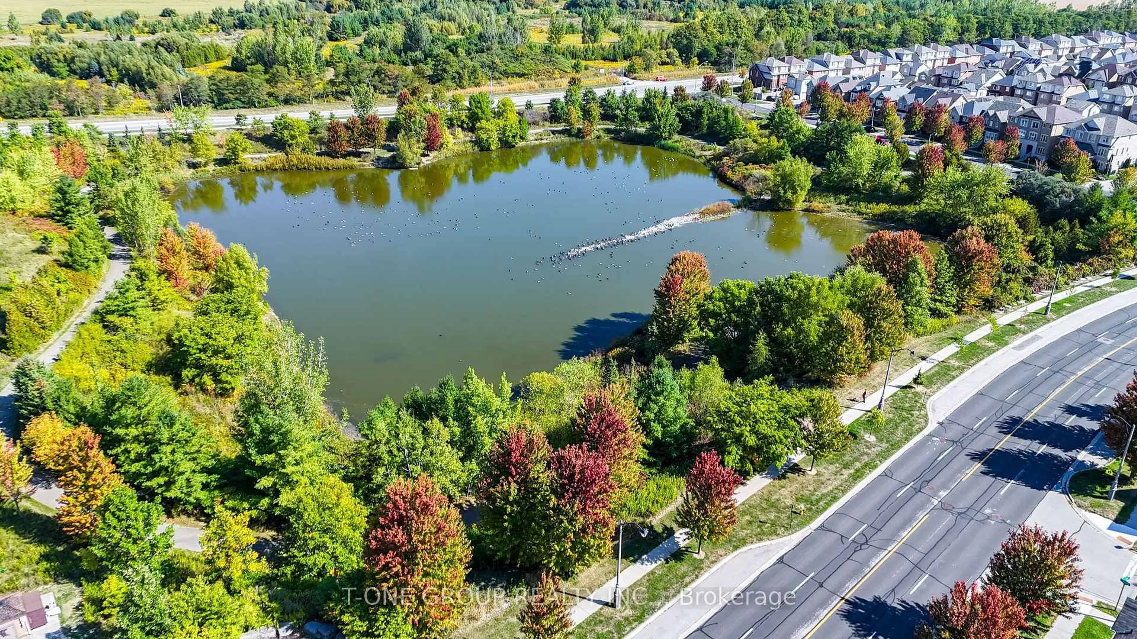 A pic from outside/outdoor area/front of a property/back of a property/a pic from drone, water/lake/river/ocean view for 2493 Bur Oak Ave, Markham Ontario L6B 1E9