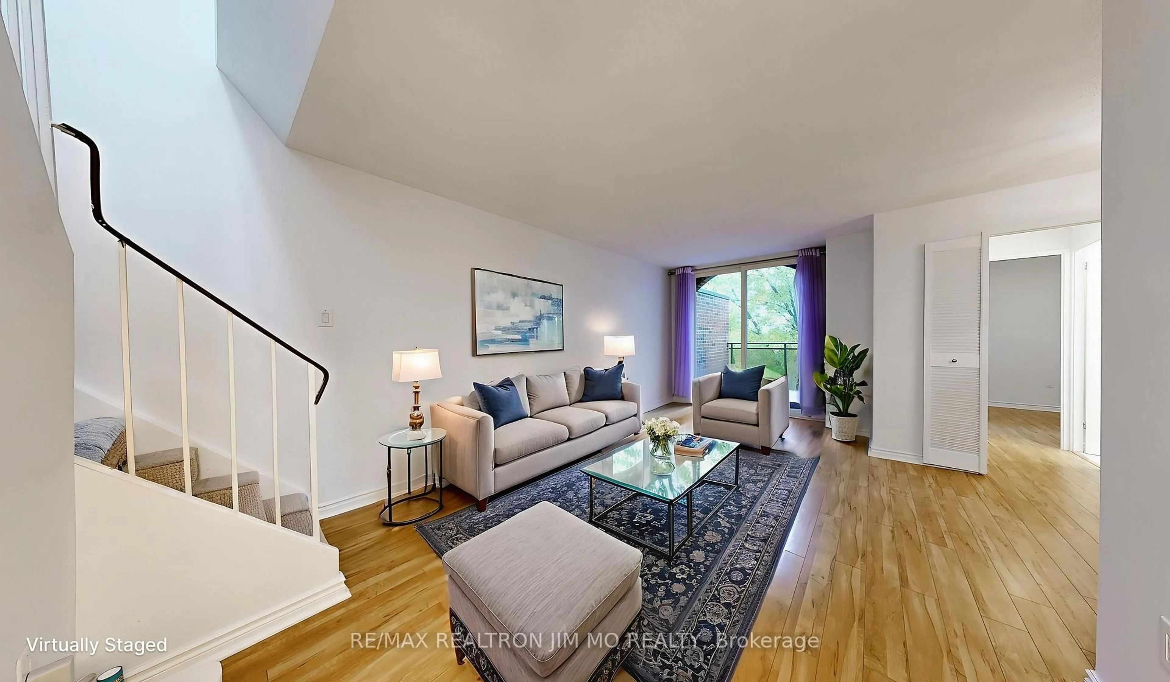 Living room with furniture, wood/laminate floor for 16 Elgin St #332, Markham Ontario L3T 4T4