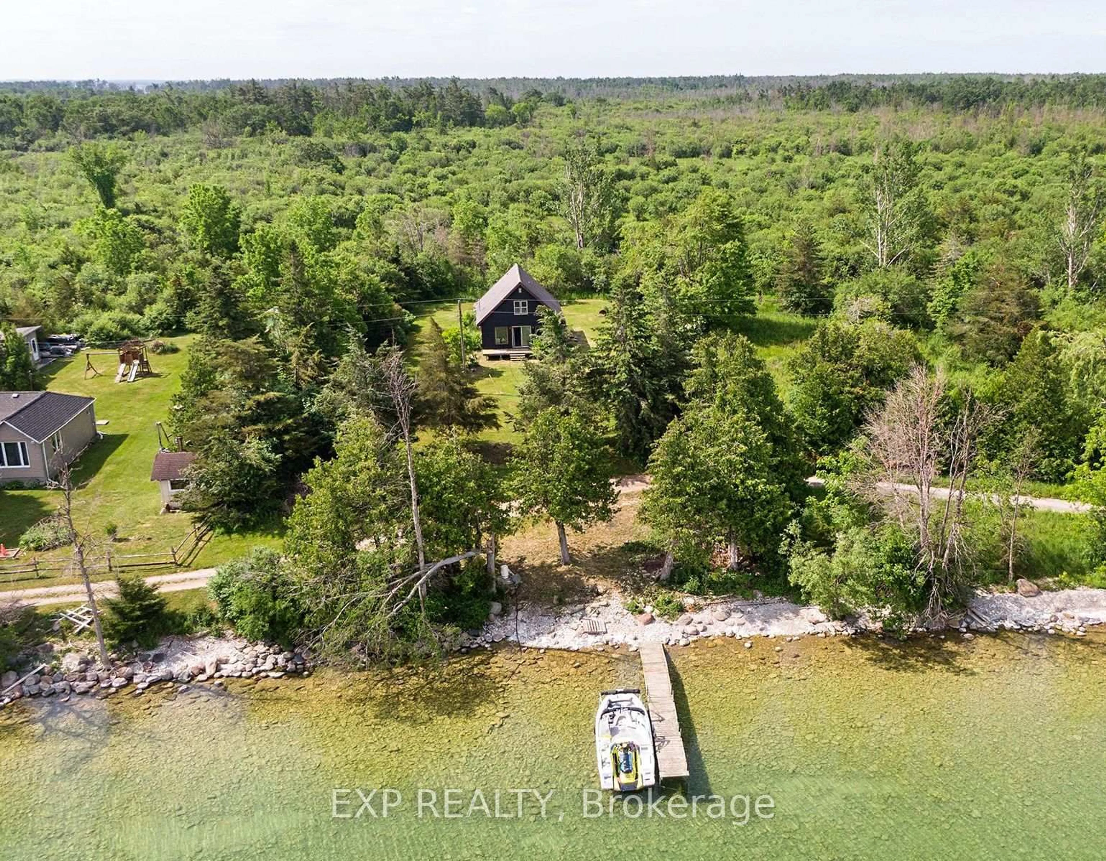 A pic from outside/outdoor area/front of a property/back of a property/a pic from drone, water/lake/river/ocean view for 40658 Shore Rd, Brock Ontario L0K 1A0