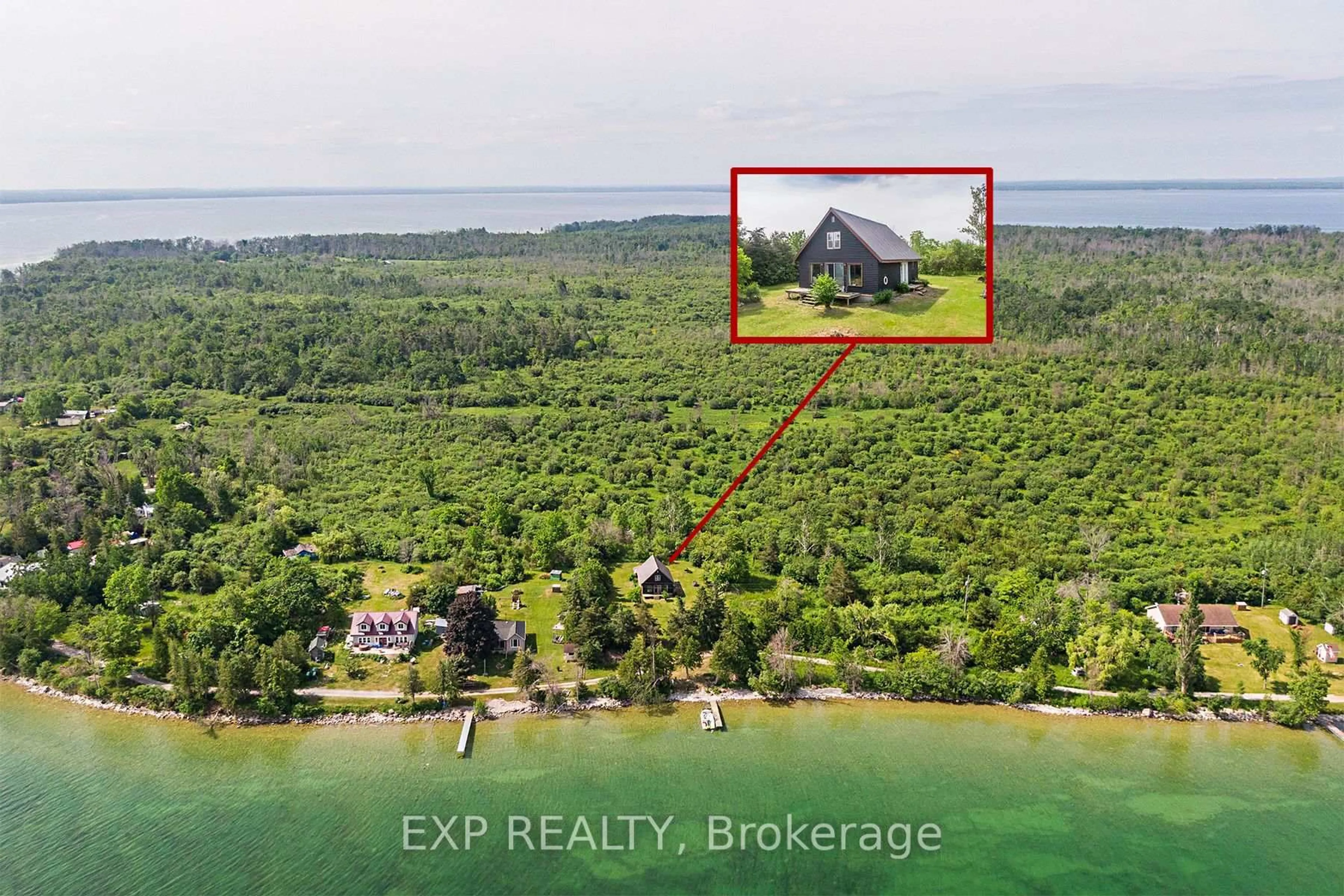 A pic from outside/outdoor area/front of a property/back of a property/a pic from drone, water/lake/river/ocean view for 40658 Shore Rd, Brock Ontario L0K 1A0