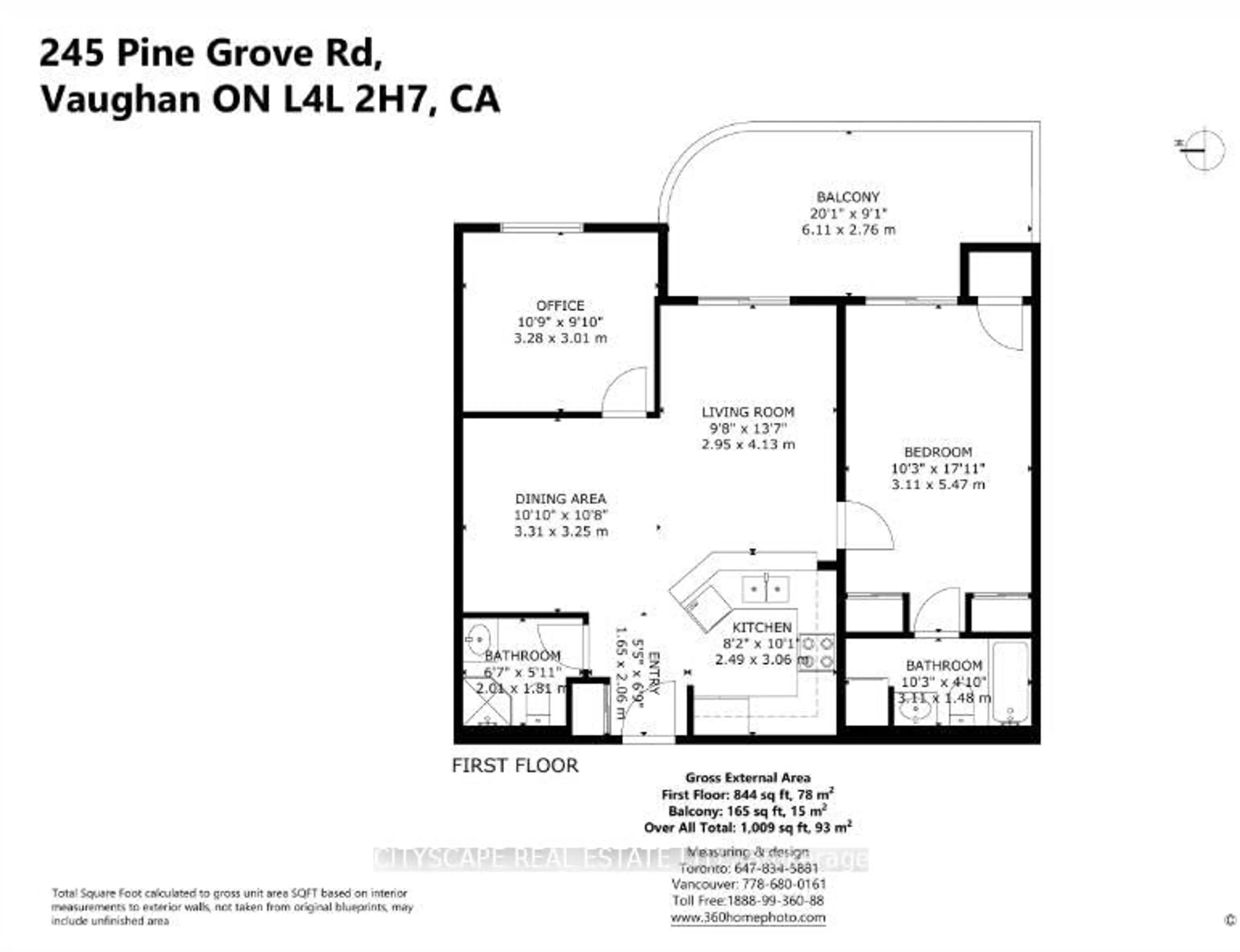 Floor plan for 245 Pinegrove Rd #101, Vaughan Ontario L4L 2H7