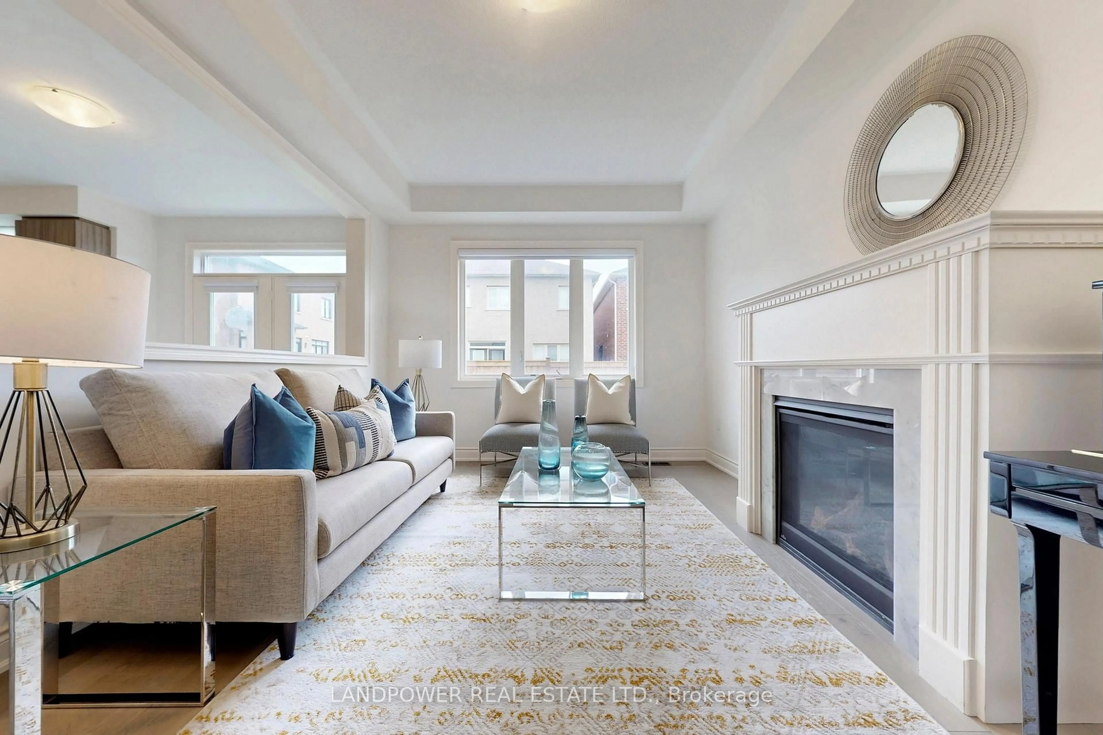 Living room with furniture, carpet floor for 23 Conductor Ave, Whitchurch-Stouffville Ontario L4A 4X5