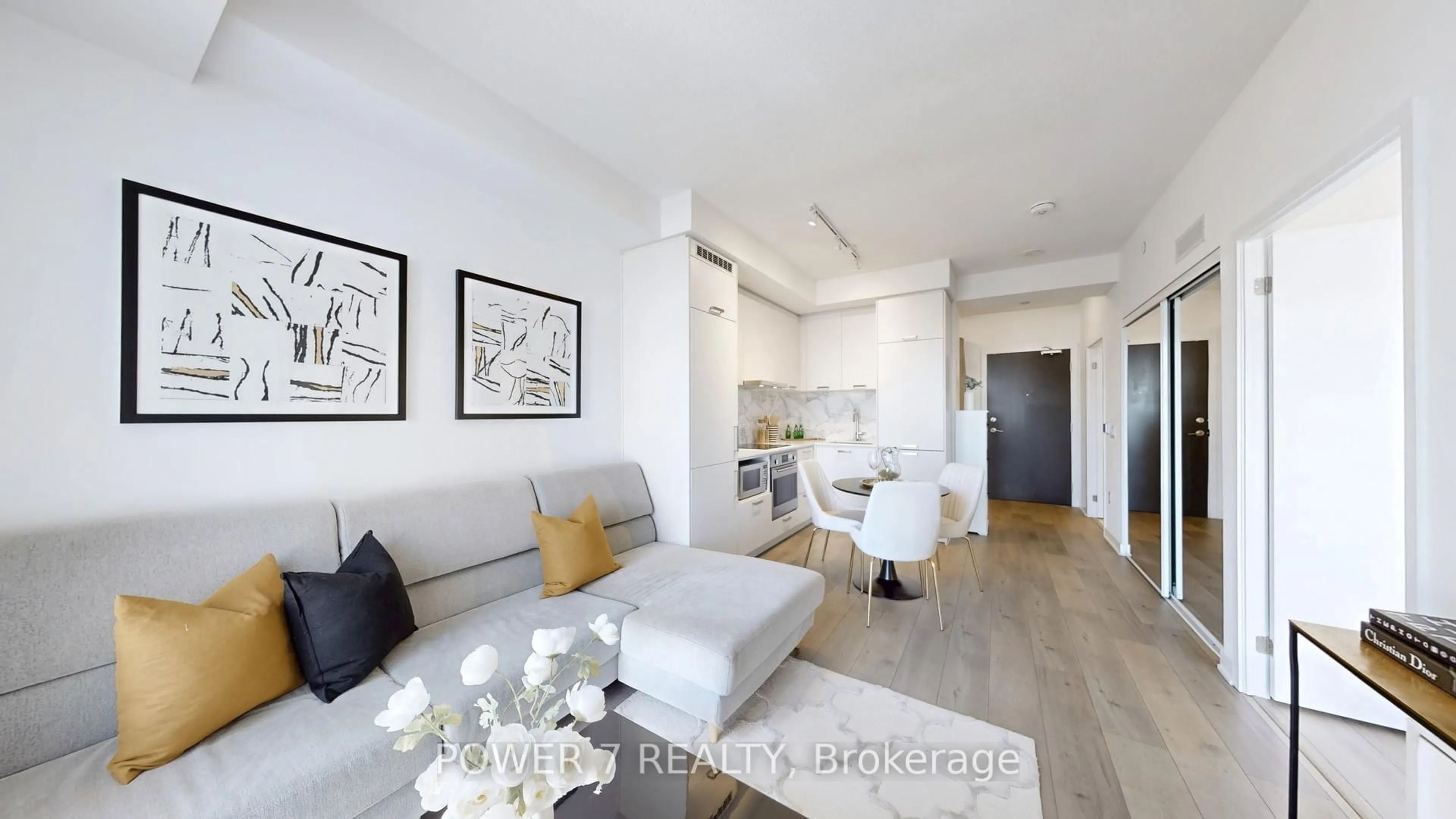 Living room with furniture, wood/laminate floor for 10 Honeycrisp Cres #1516, Vaughan Ontario L4K 0M7
