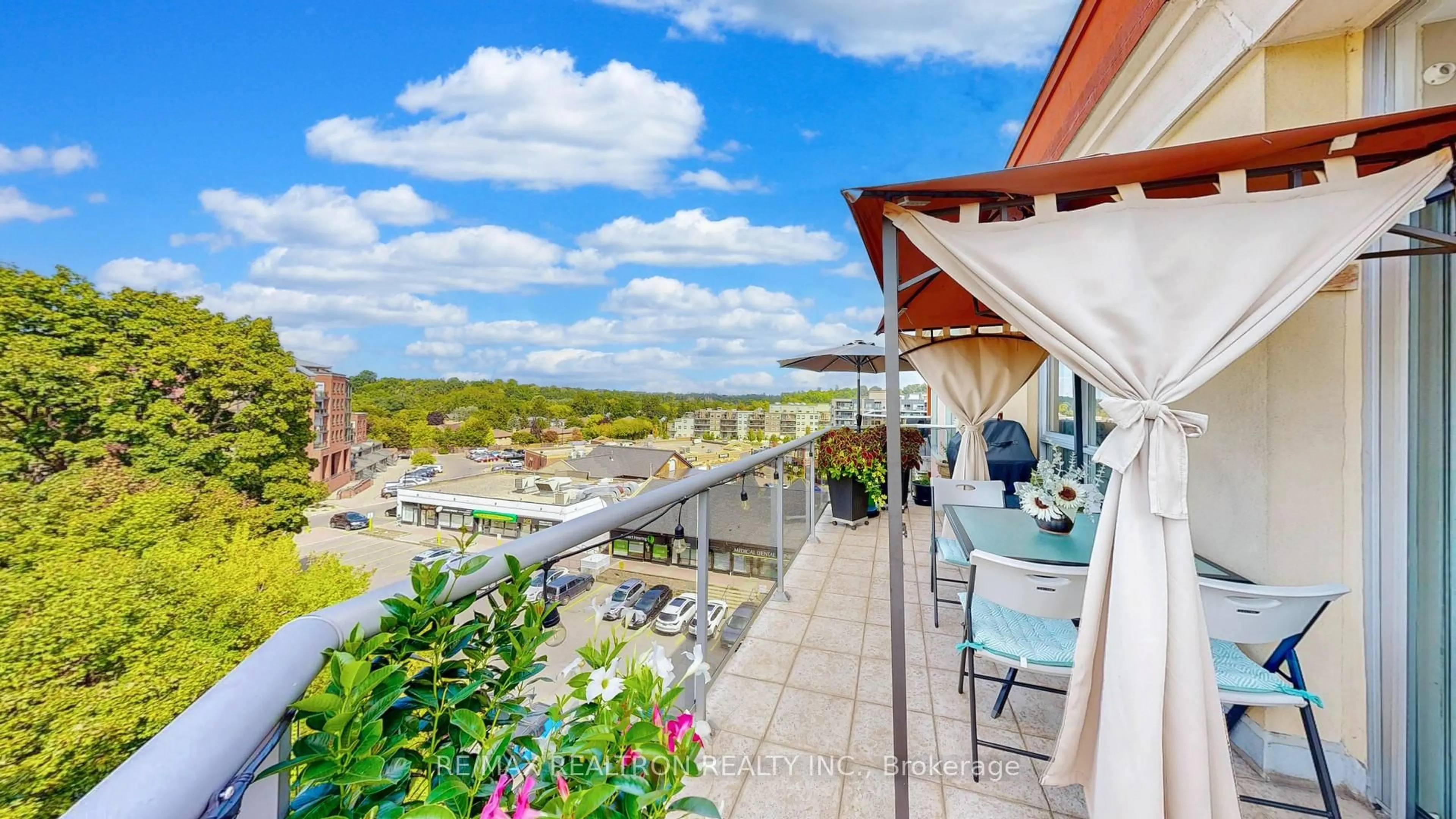 Balcony in the apartment, city buildings view from balcony for 160 Woodbridge Ave #PH609, Vaughan Ontario L4L 0B8