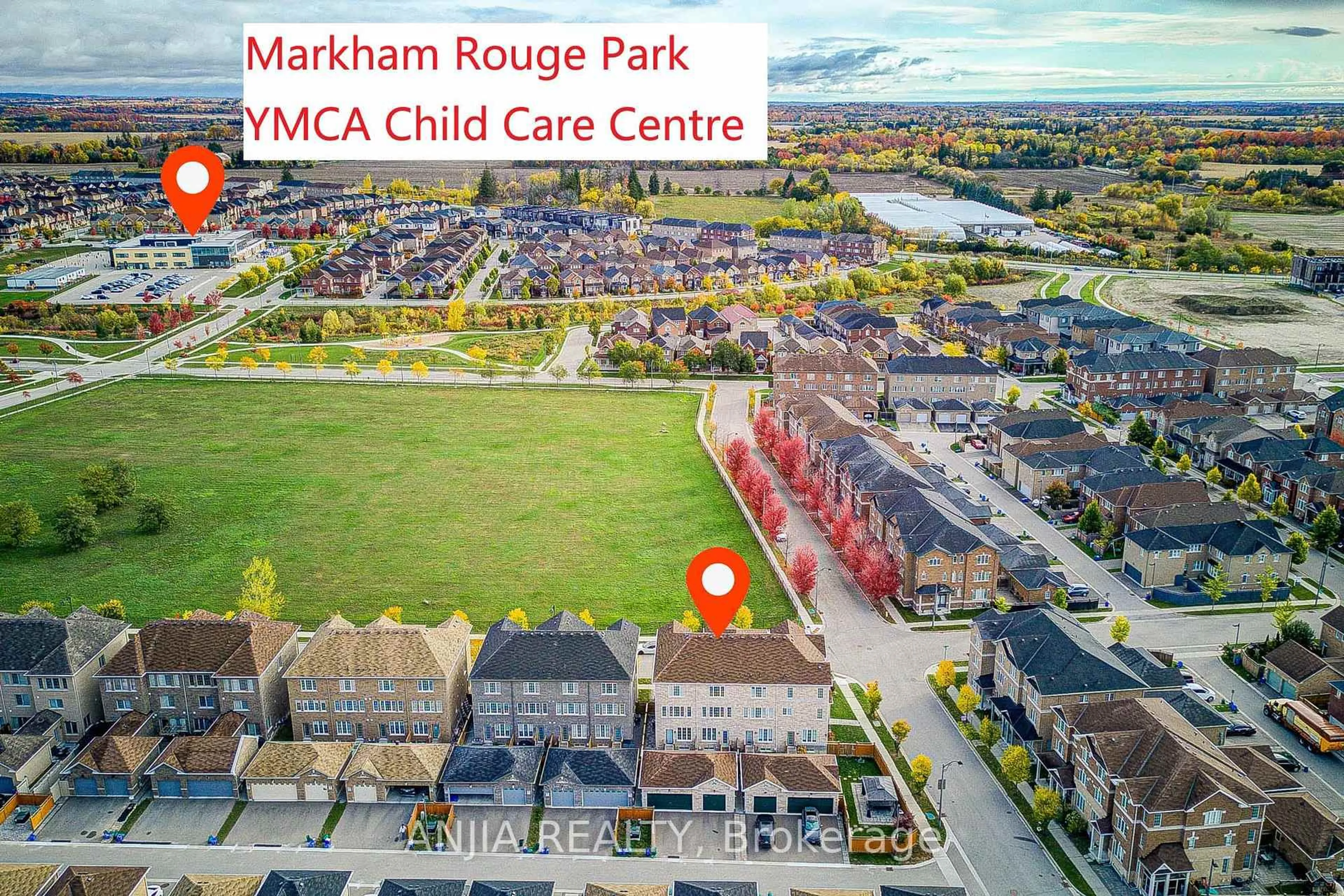 A pic from outside/outdoor area/front of a property/back of a property/a pic from drone, street for 62 Harvest Field Rd, Markham Ontario L6B 0T7