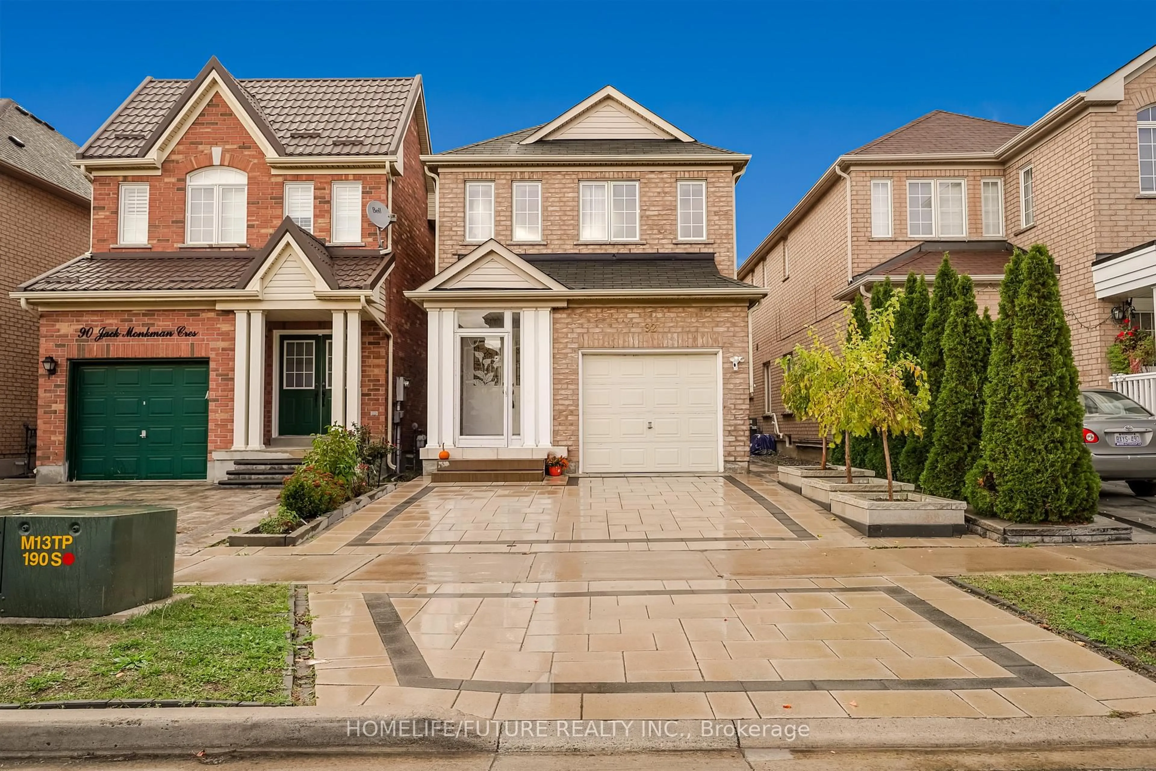 Home with brick exterior material, street for 92 Jack Monkman Cres, Markham Ontario L3S 0A4