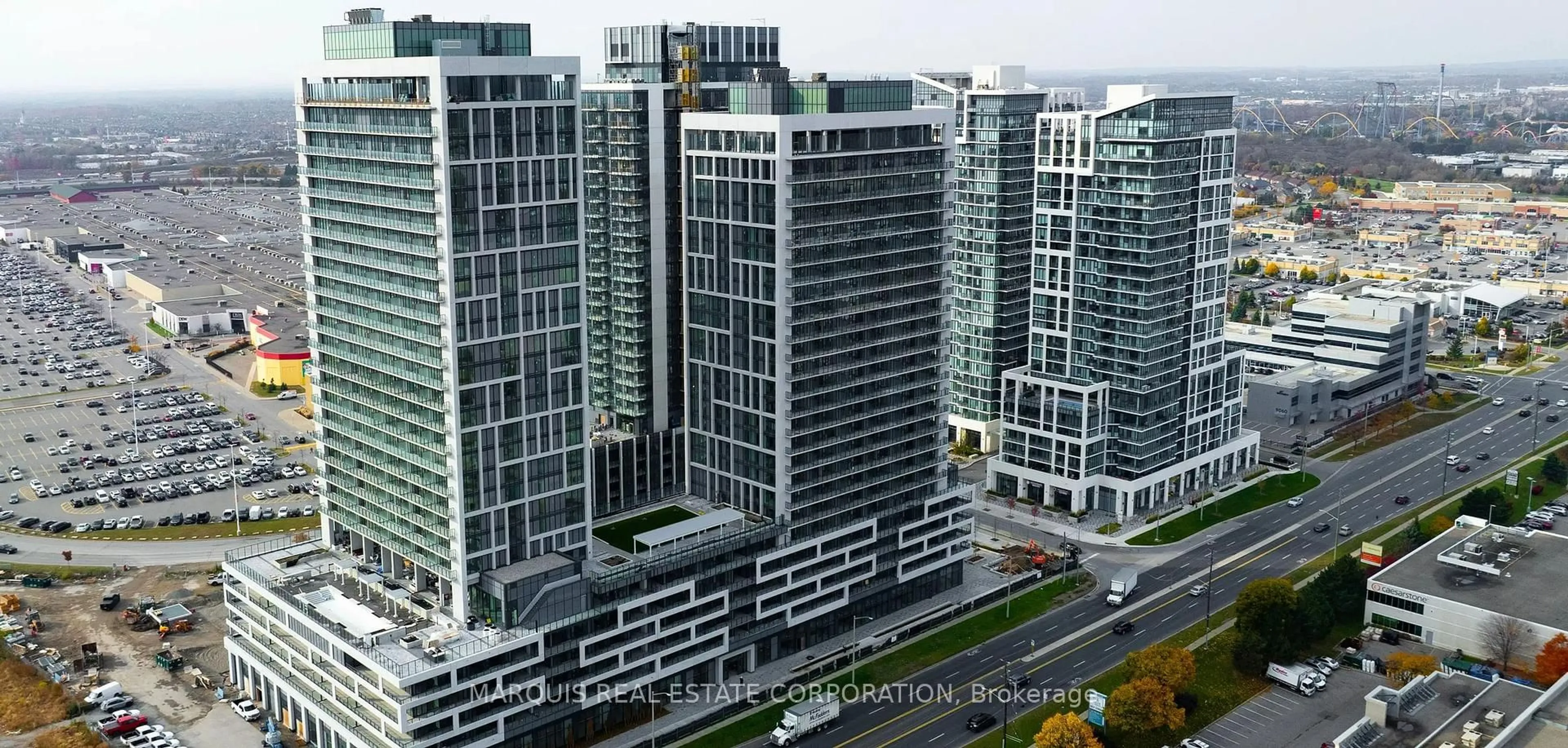 A pic from outside/outdoor area/front of a property/back of a property/a pic from drone, city buildings view from balcony for 27 Korda Gate #2111, Vaughan Ontario L4K 2M9