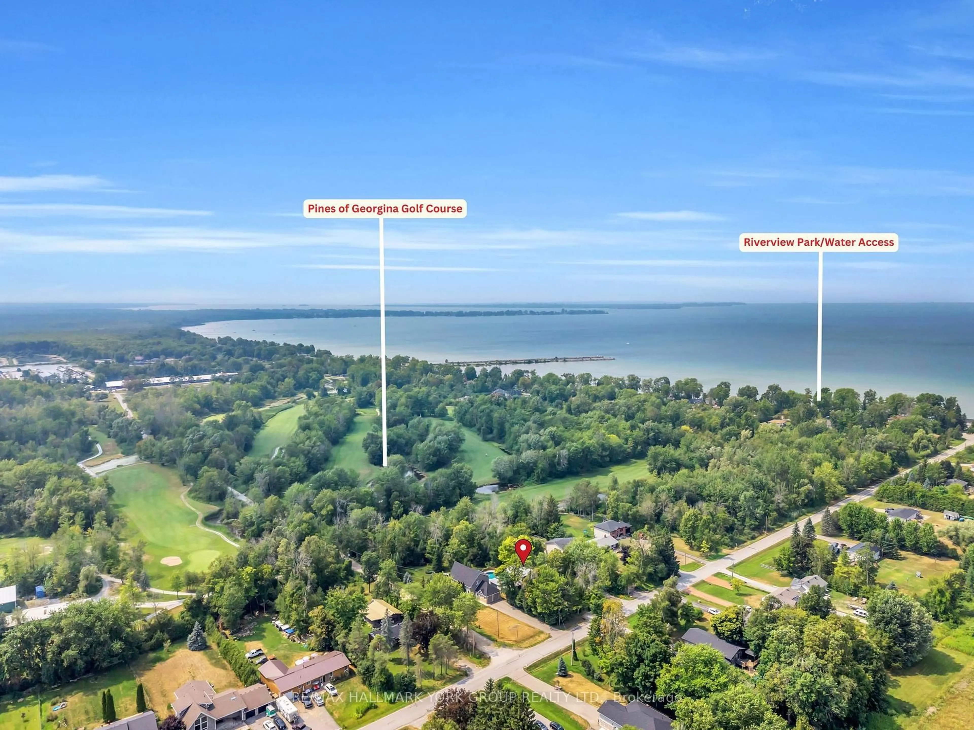 A pic from outside/outdoor area/front of a property/back of a property/a pic from drone, water/lake/river/ocean view for 96 Riverview Beach Rd, Georgina Ontario L0E 1N0