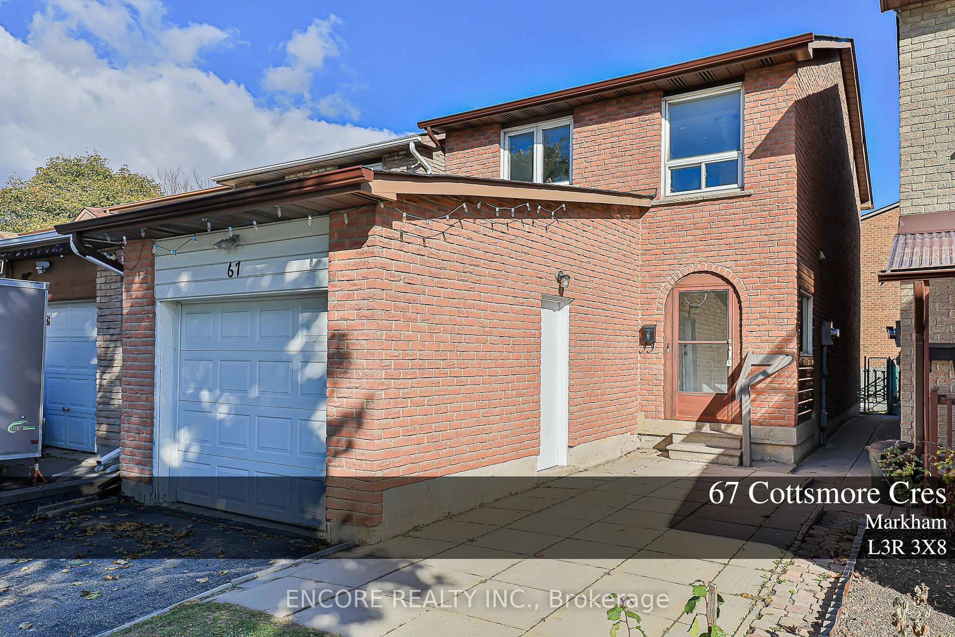 Home with brick exterior material, street for 67 Cottsmore Cres, Markham Ontario L3R 3X8