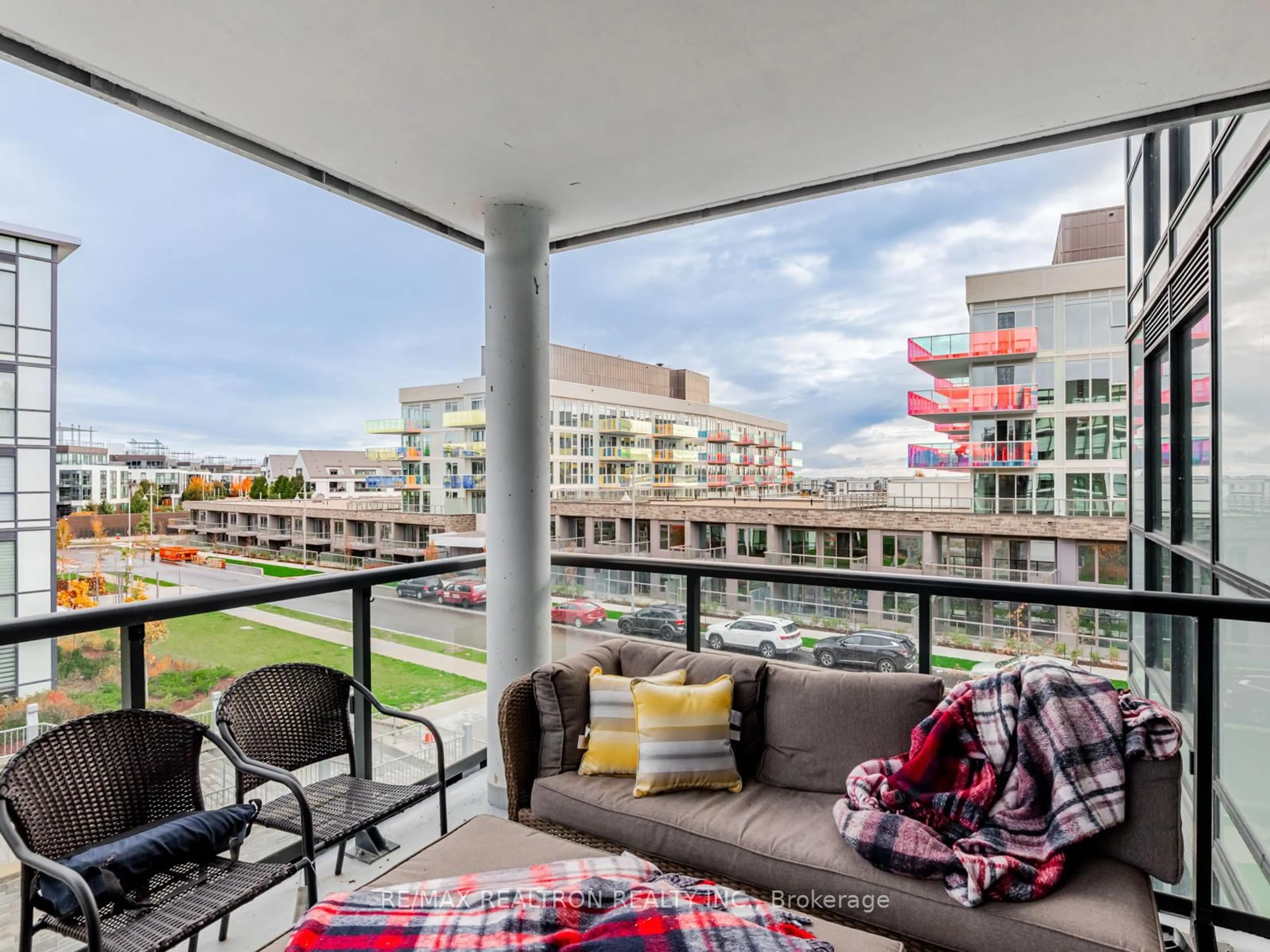 Balcony in the apartment, city buildings view from balcony for 415 Sea Ray Ave #236, Innisfil Ontario L9S 0M3