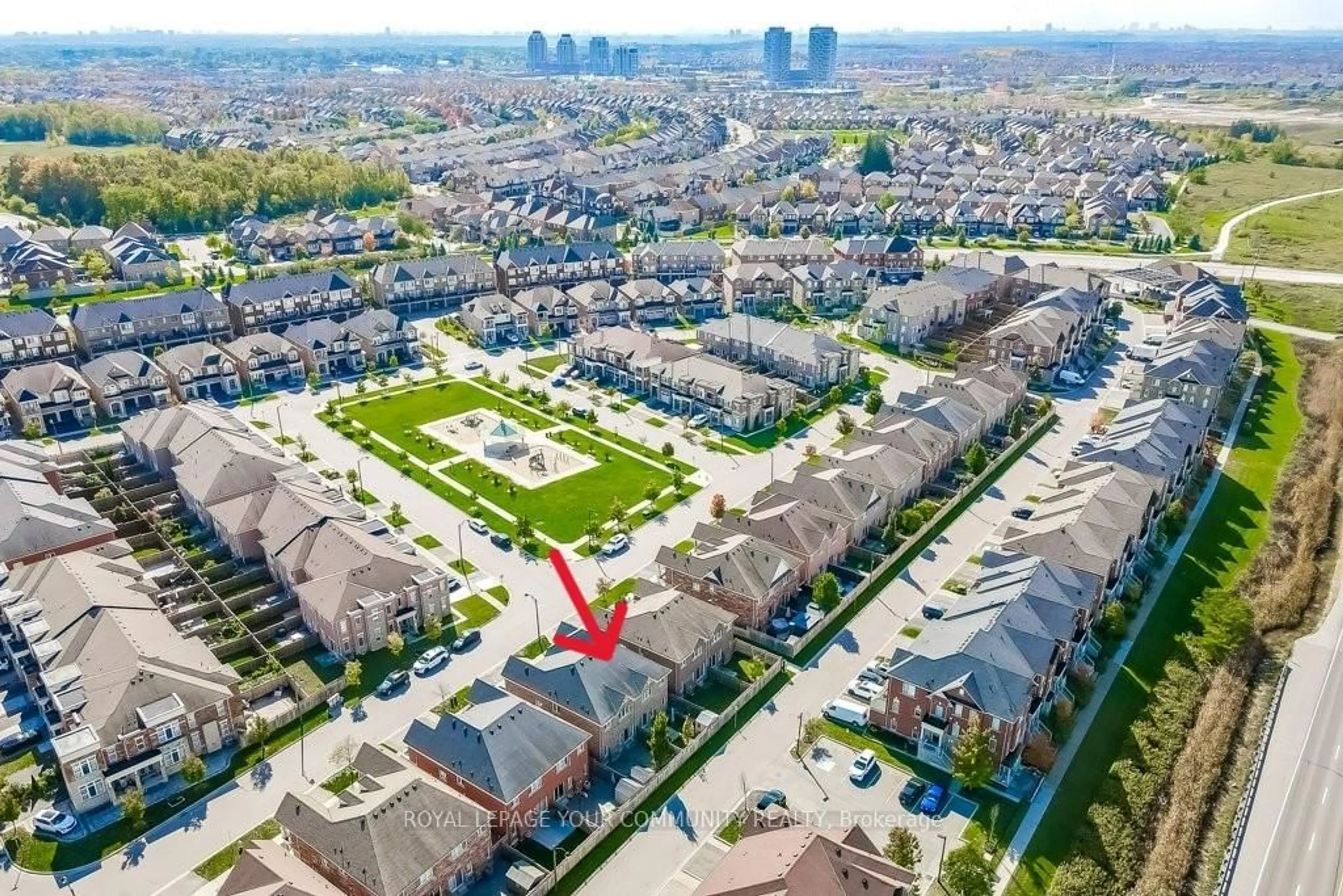 A pic from outside/outdoor area/front of a property/back of a property/a pic from drone, city buildings view from balcony for 137 Fimco Cres, Markham Ontario L6E 0R4