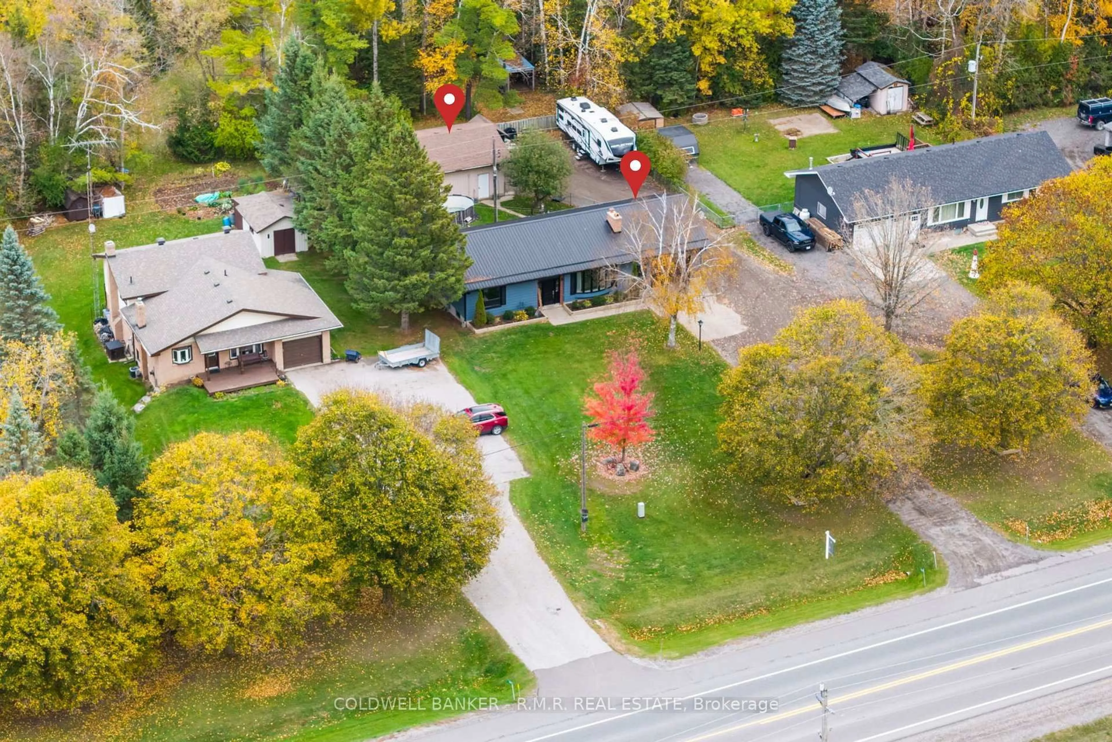A pic from outside/outdoor area/front of a property/back of a property/a pic from drone, street for 12885 Highway 12, Brock Ontario L0C 1H0