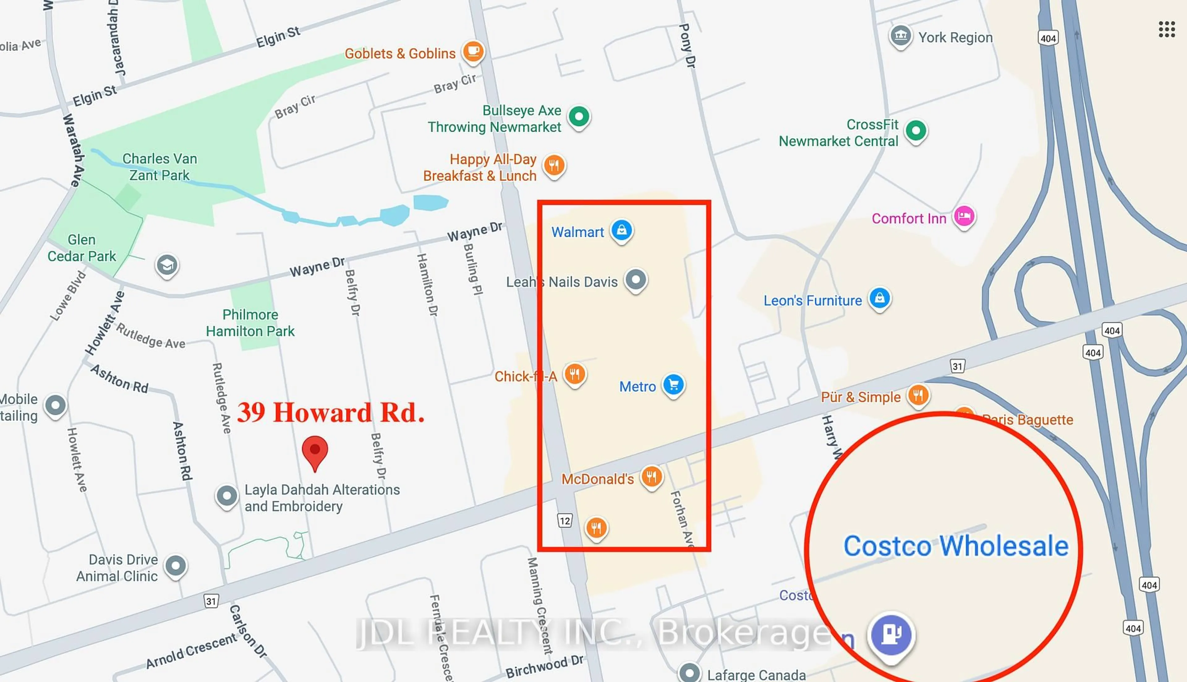 Picture of a map for 39 Howard Rd, Newmarket Ontario L3Y 3G6