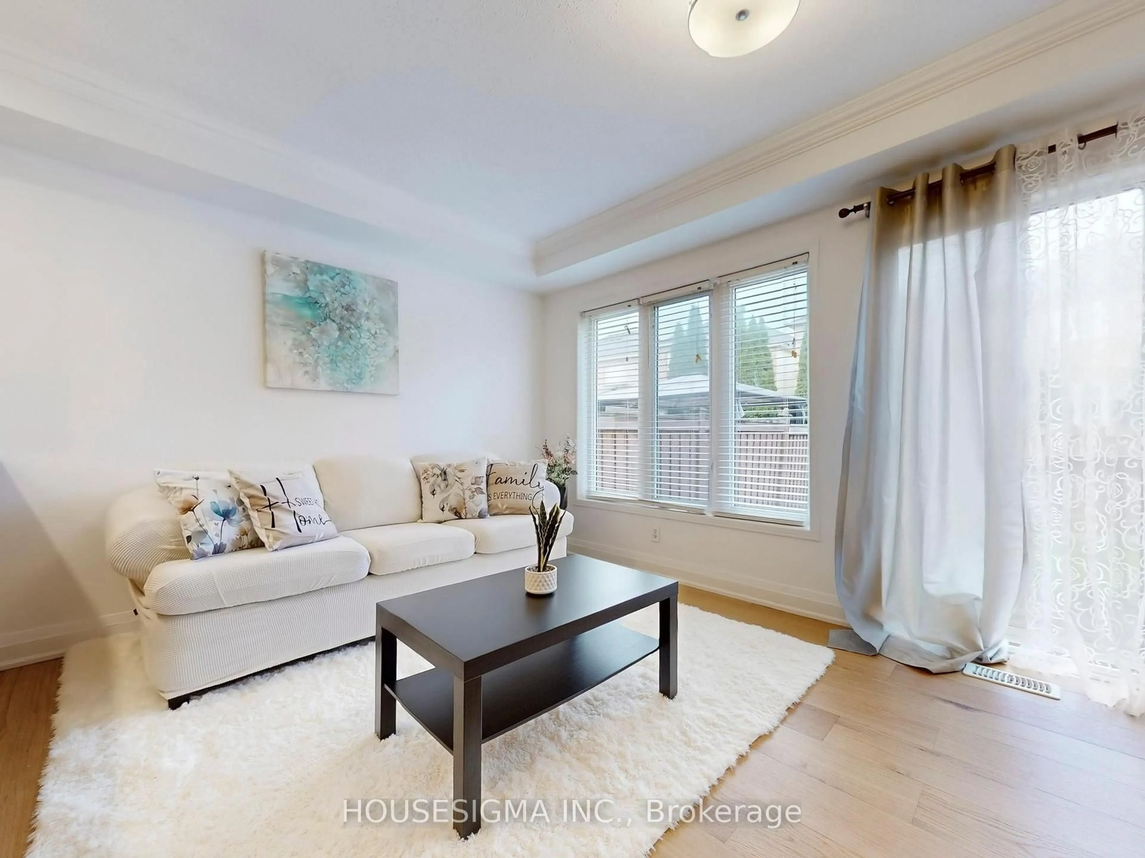 Living room with furniture, wood/laminate floor for 226 Canada Dr, Vaughan Ontario L4H 0K2