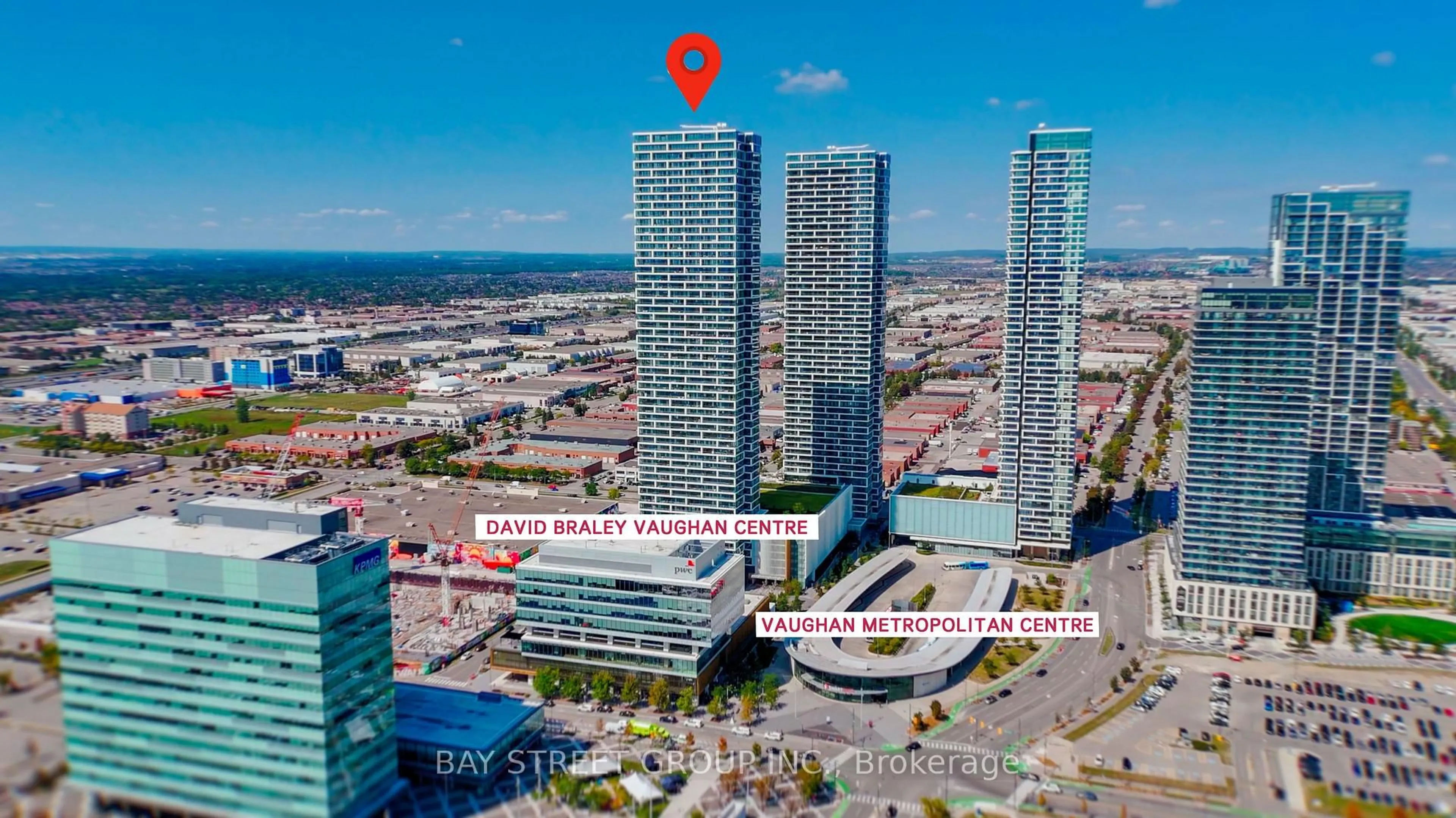 A pic from outside/outdoor area/front of a property/back of a property/a pic from drone, city buildings view from balcony for 5 Buttermill Ave #3208, Vaughan Ontario L4K 0J5