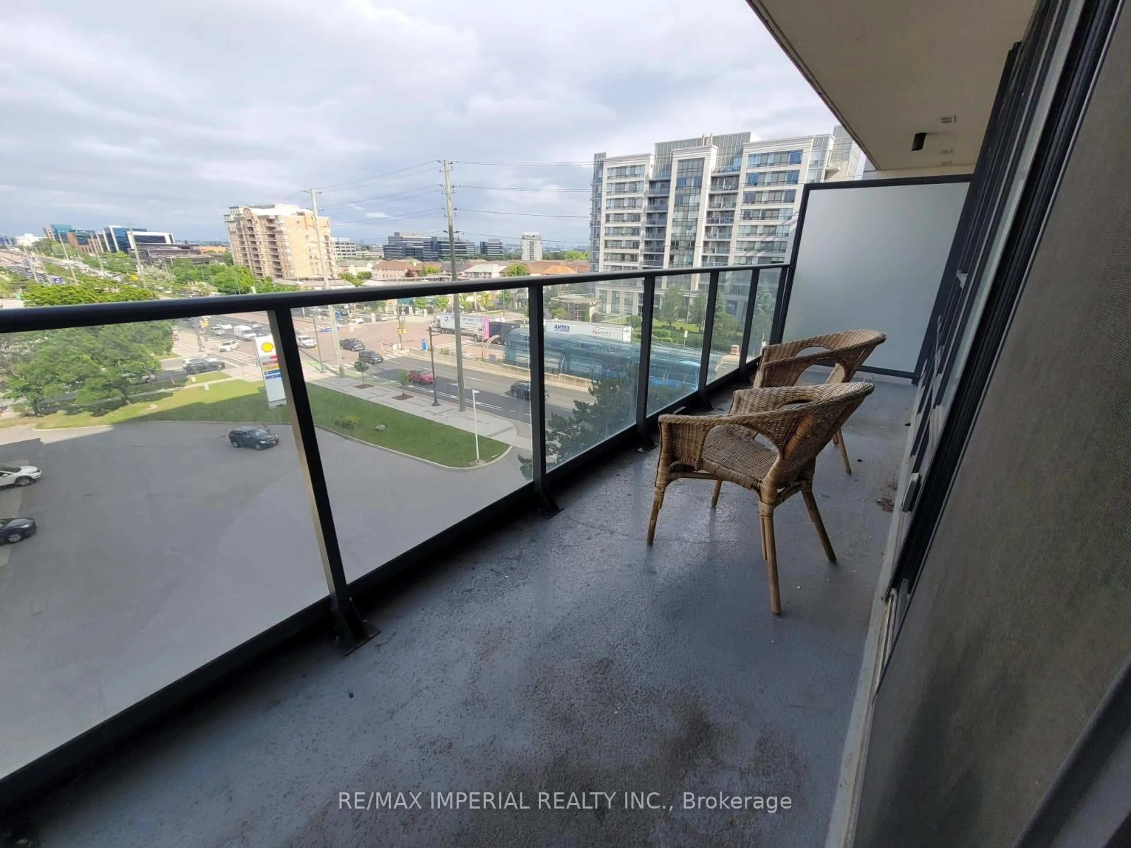 Balcony in the apartment, city buildings view from balcony for 398 Hwy 7 E #603, Richmond Hill Ontario L4B 0G6
