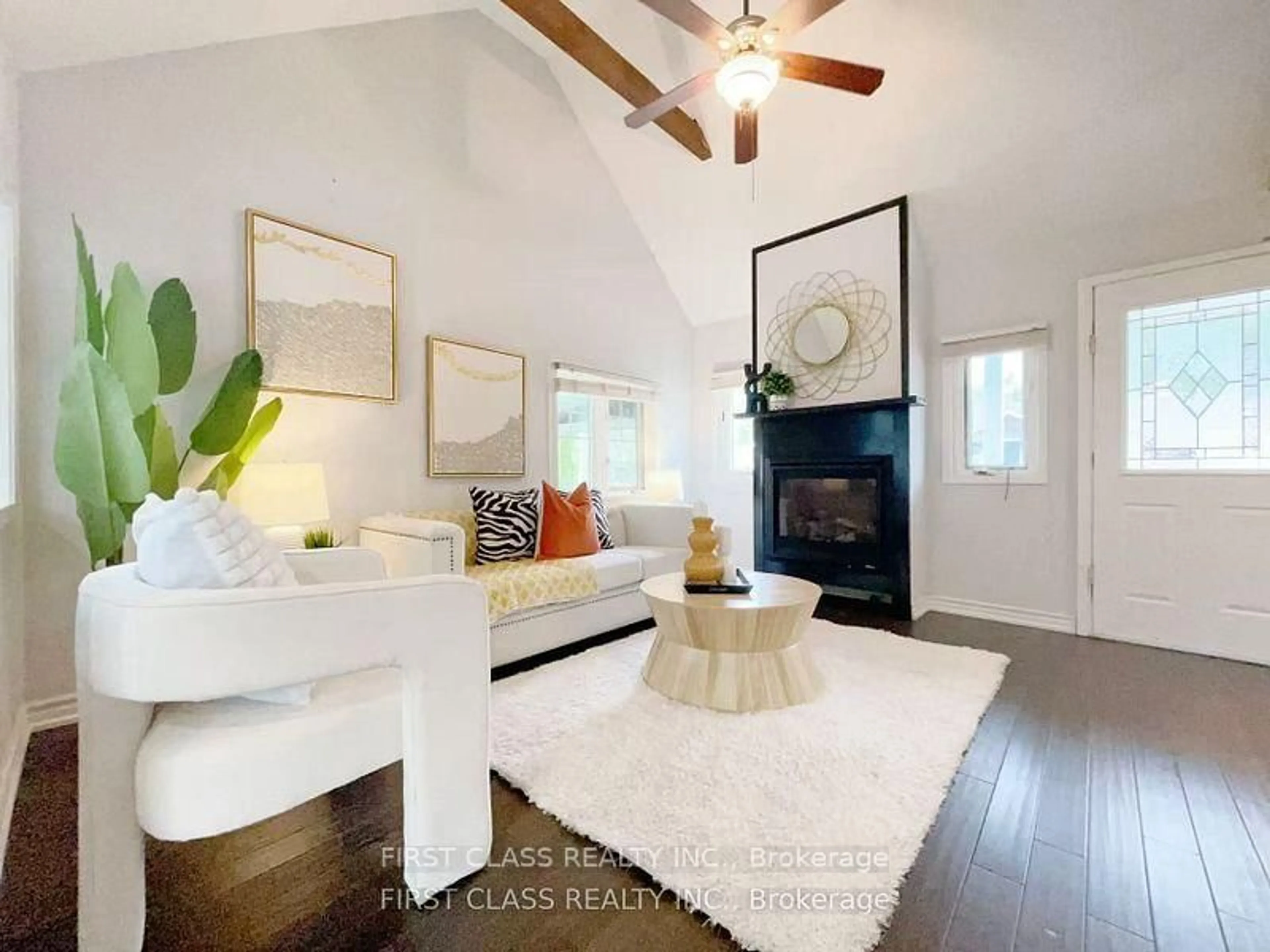 Living room with furniture, wood/laminate floor for 120 Sunset Beach Rd, Georgina Ontario L0E 1N0