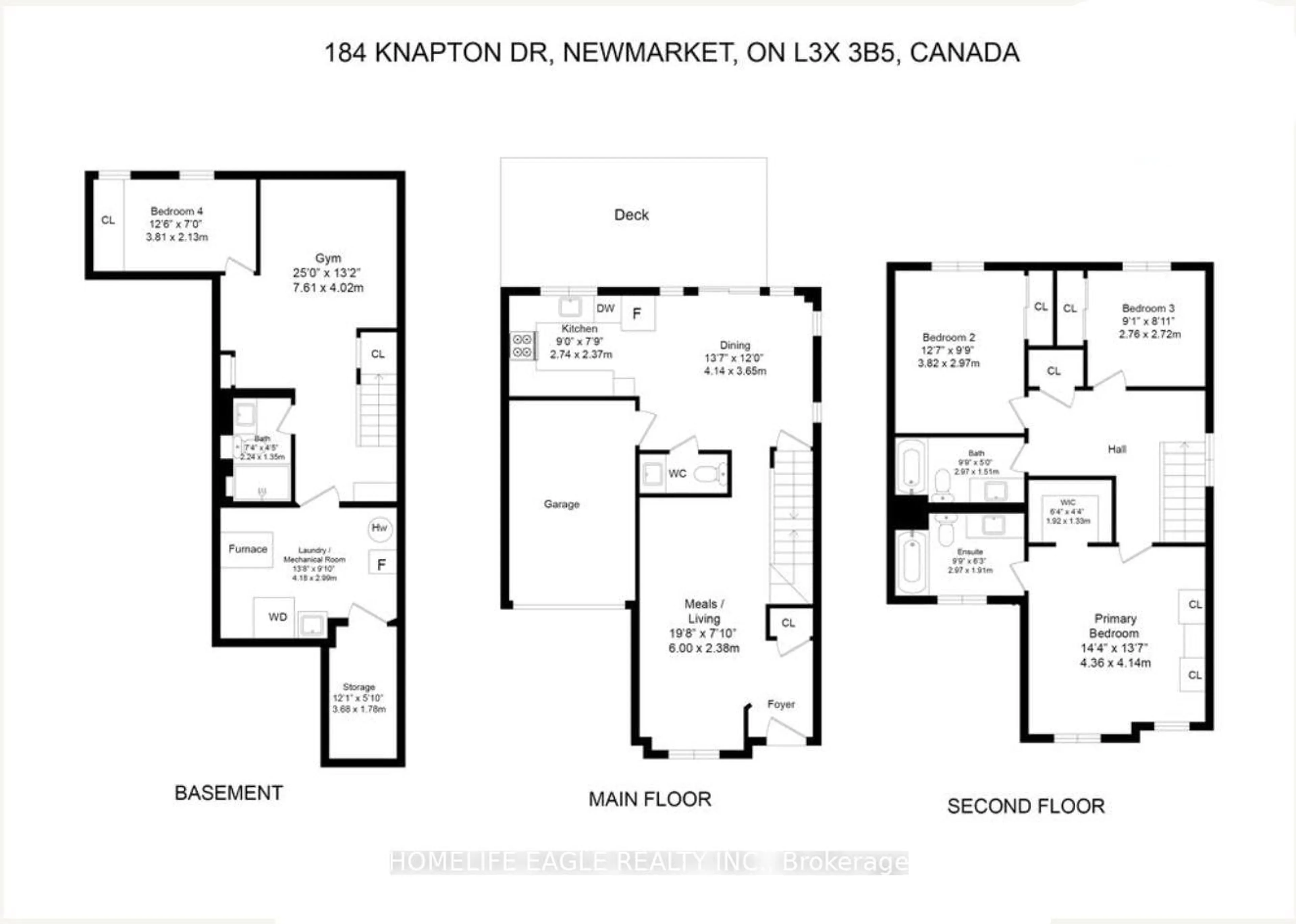 Floor plan for 184 Knapton Dr, Newmarket Ontario L3X 3B5