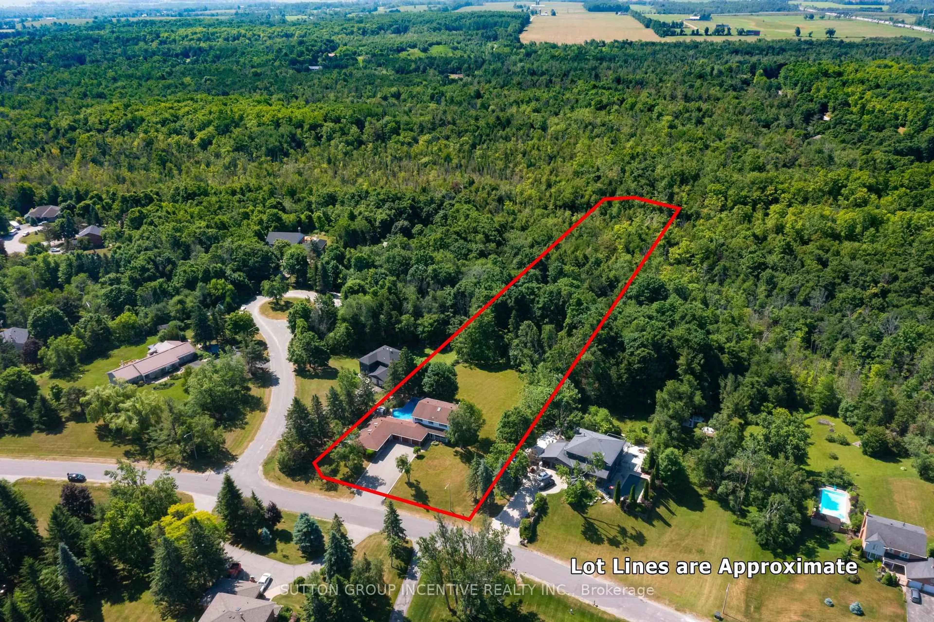 A pic from outside/outdoor area/front of a property/back of a property/a pic from drone, forest/trees view for 1983 Innisfil Heights Cres, Innisfil Ontario L9S 4A7