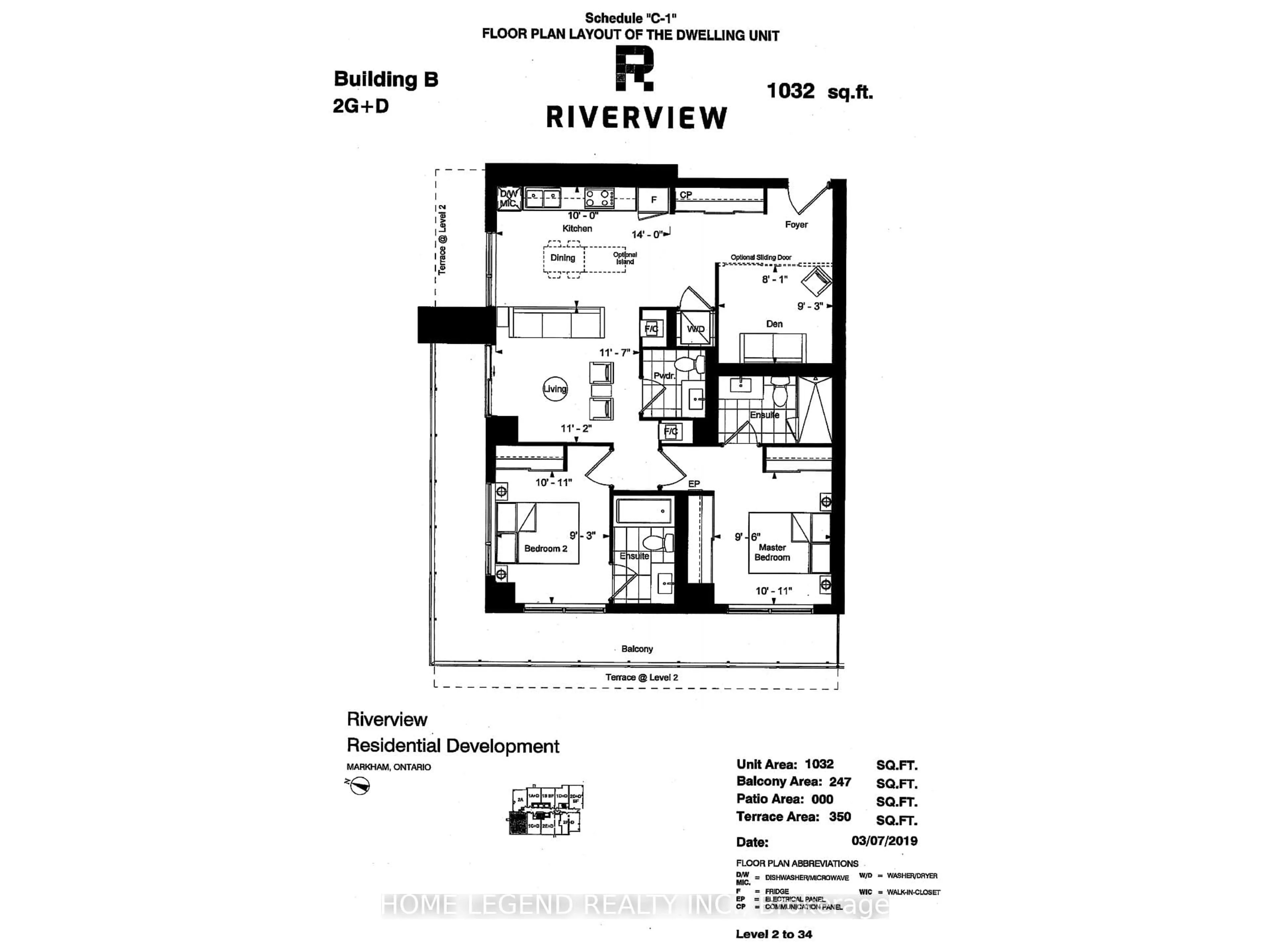 Floor plan for 18 Water Walk Dr #3108, Markham Ontario L3R 6L5