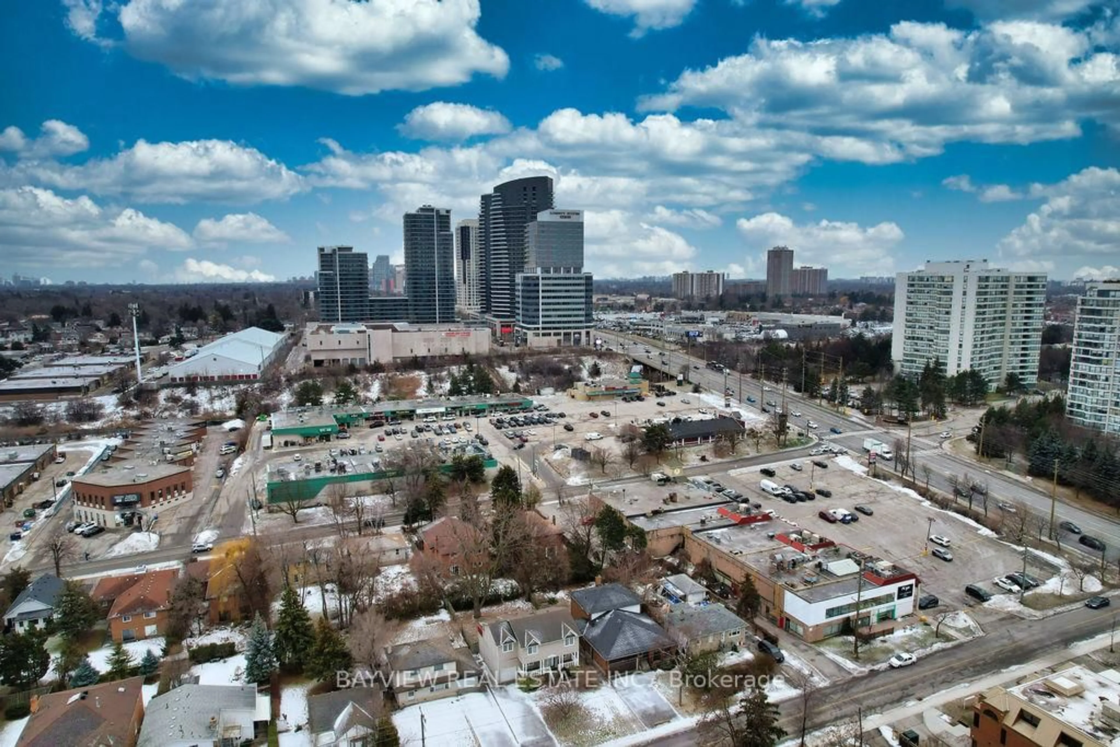 A pic from outside/outdoor area/front of a property/back of a property/a pic from drone, city buildings view from balcony for 21 Clark Ave, Markham Ontario L3T 1S4
