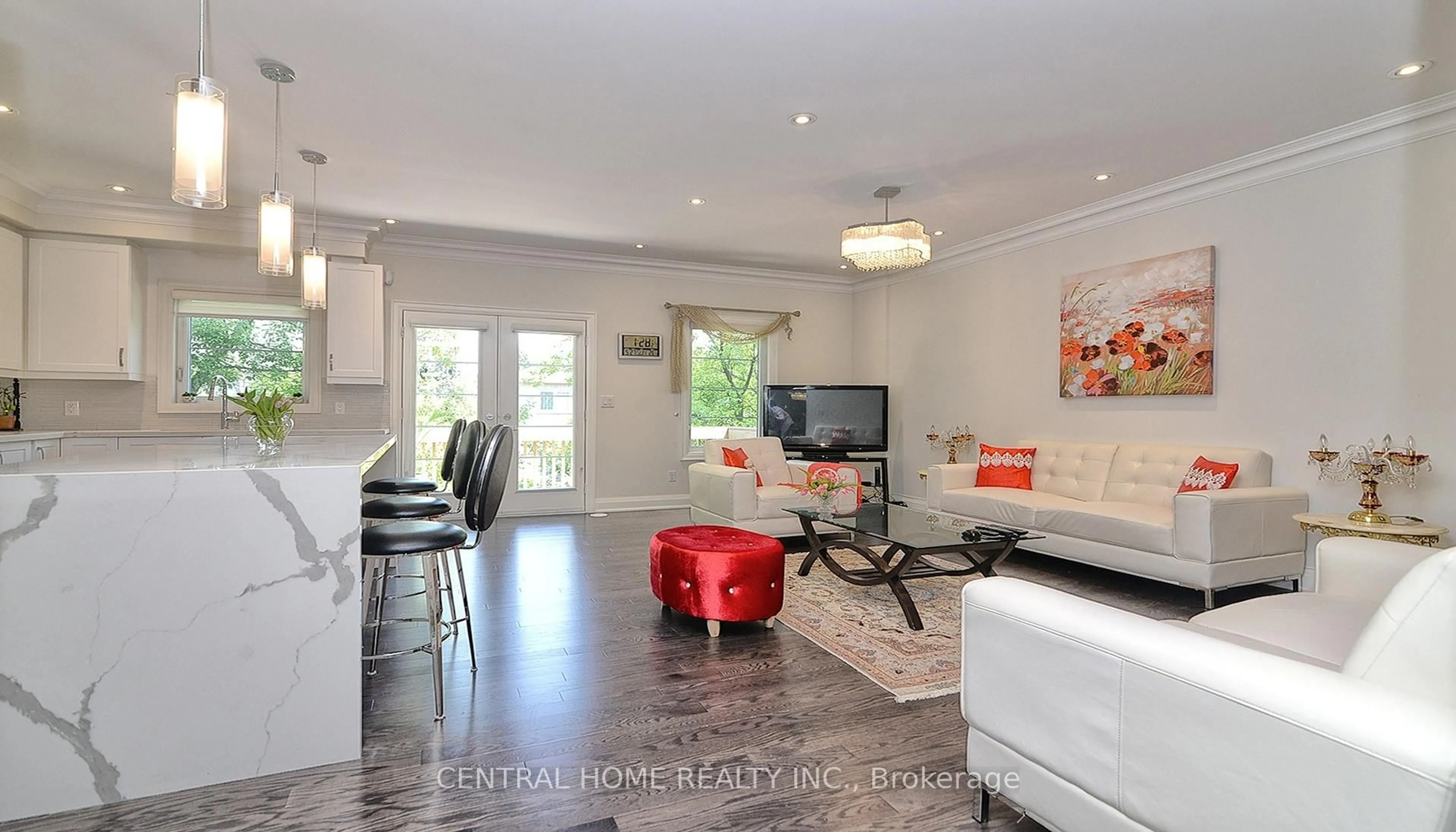 Living room with furniture, wood/laminate floor for 47 Divon Lane, Richmond Hill Ontario L4B 0G4