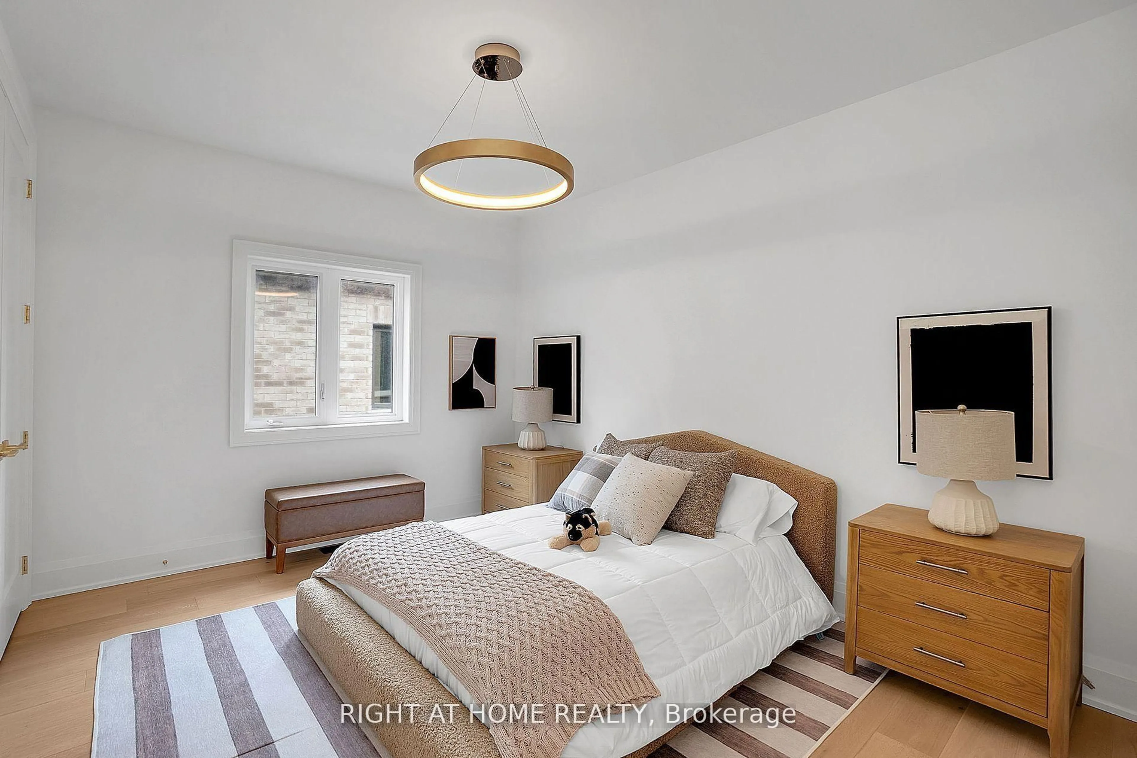 Bedroom with bed, wood/laminate floor for 53B Puccini Dr, Richmond Hill Ontario L4E 2Y7