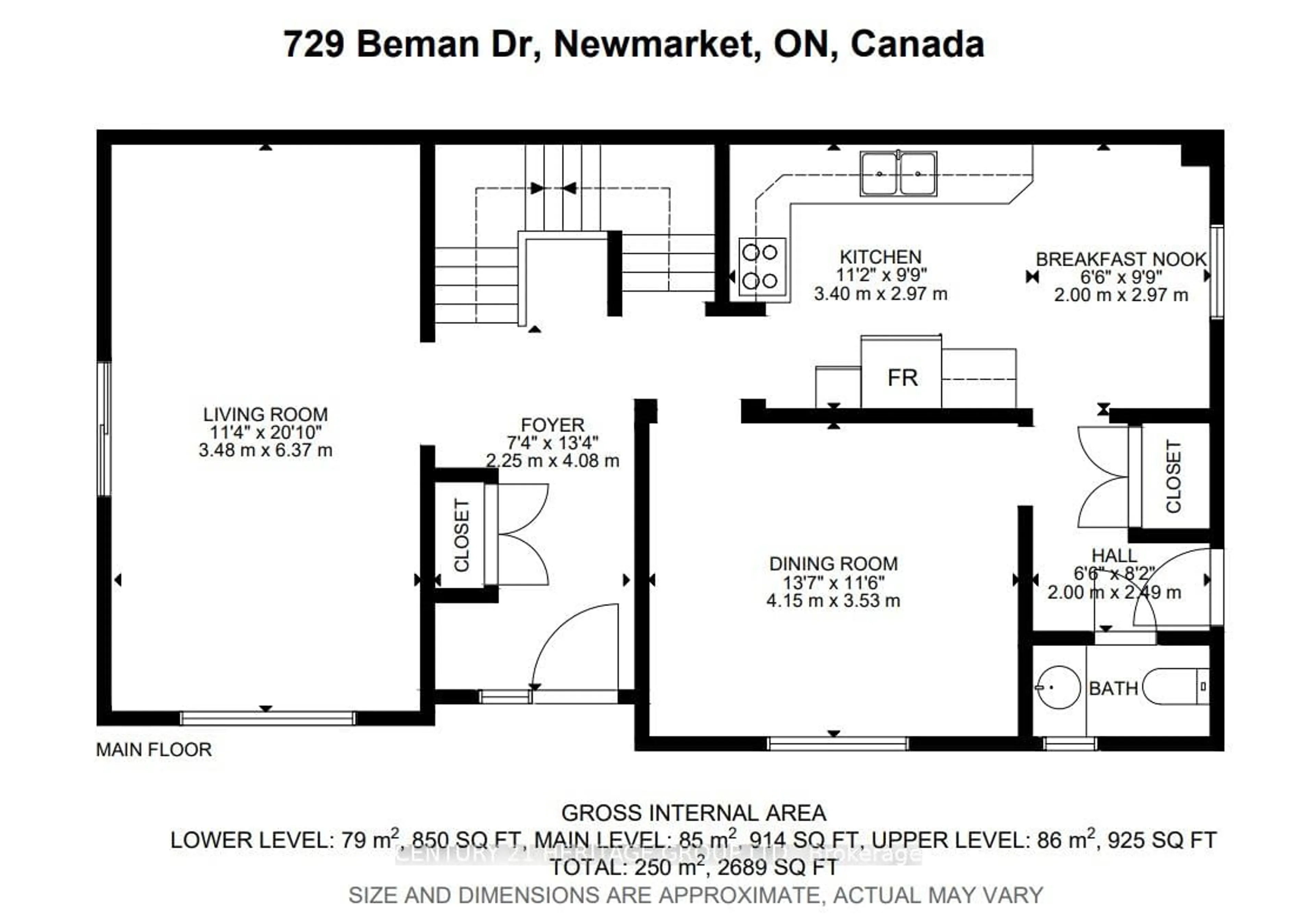 Floor plan for 729 Beman Dr, Newmarket Ontario L3Y 4Z3