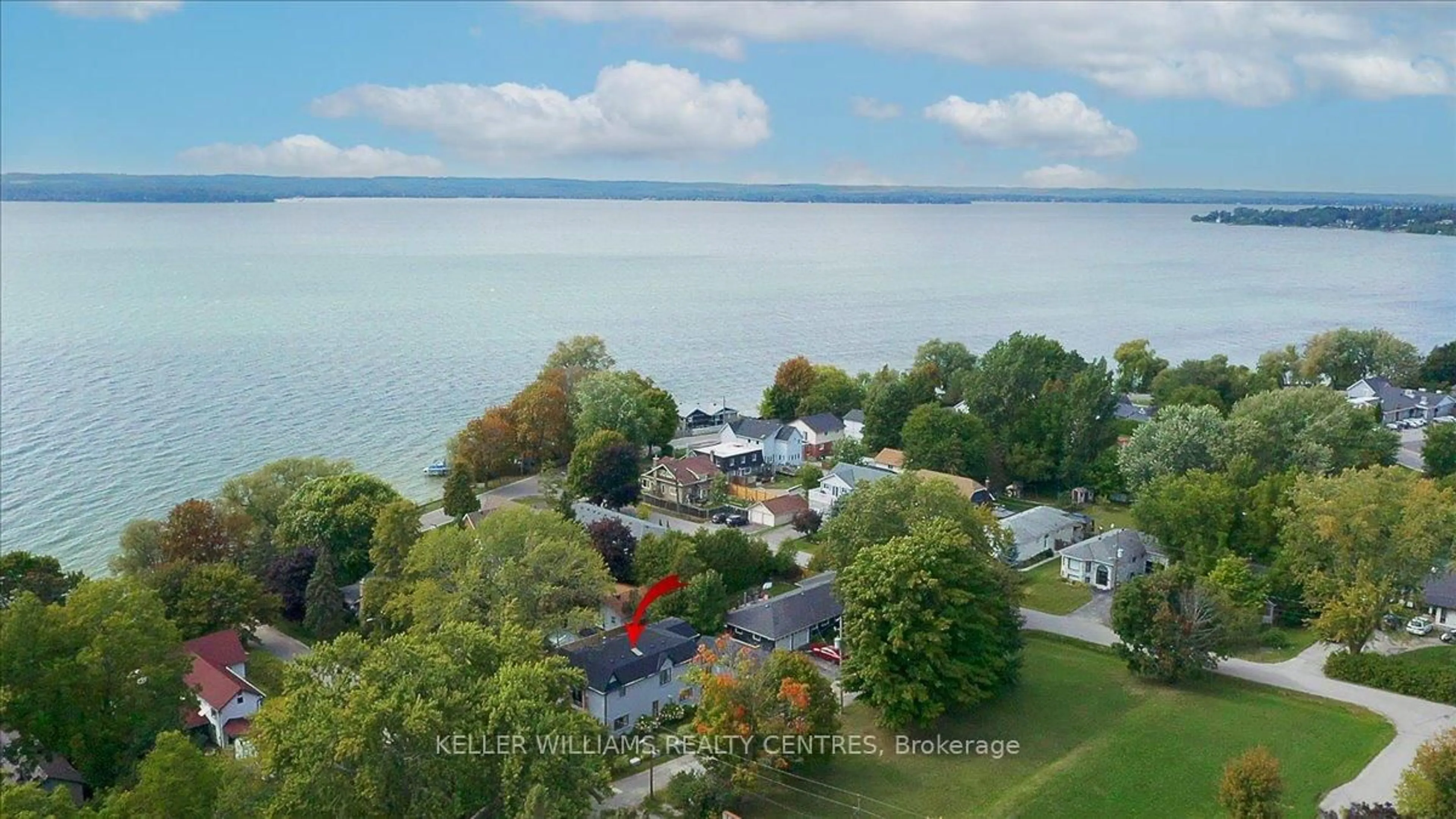 A pic from outside/outdoor area/front of a property/back of a property/a pic from drone, water/lake/river/ocean view for 181 Bowling Green Rd, Georgina Ontario L4P 3C8