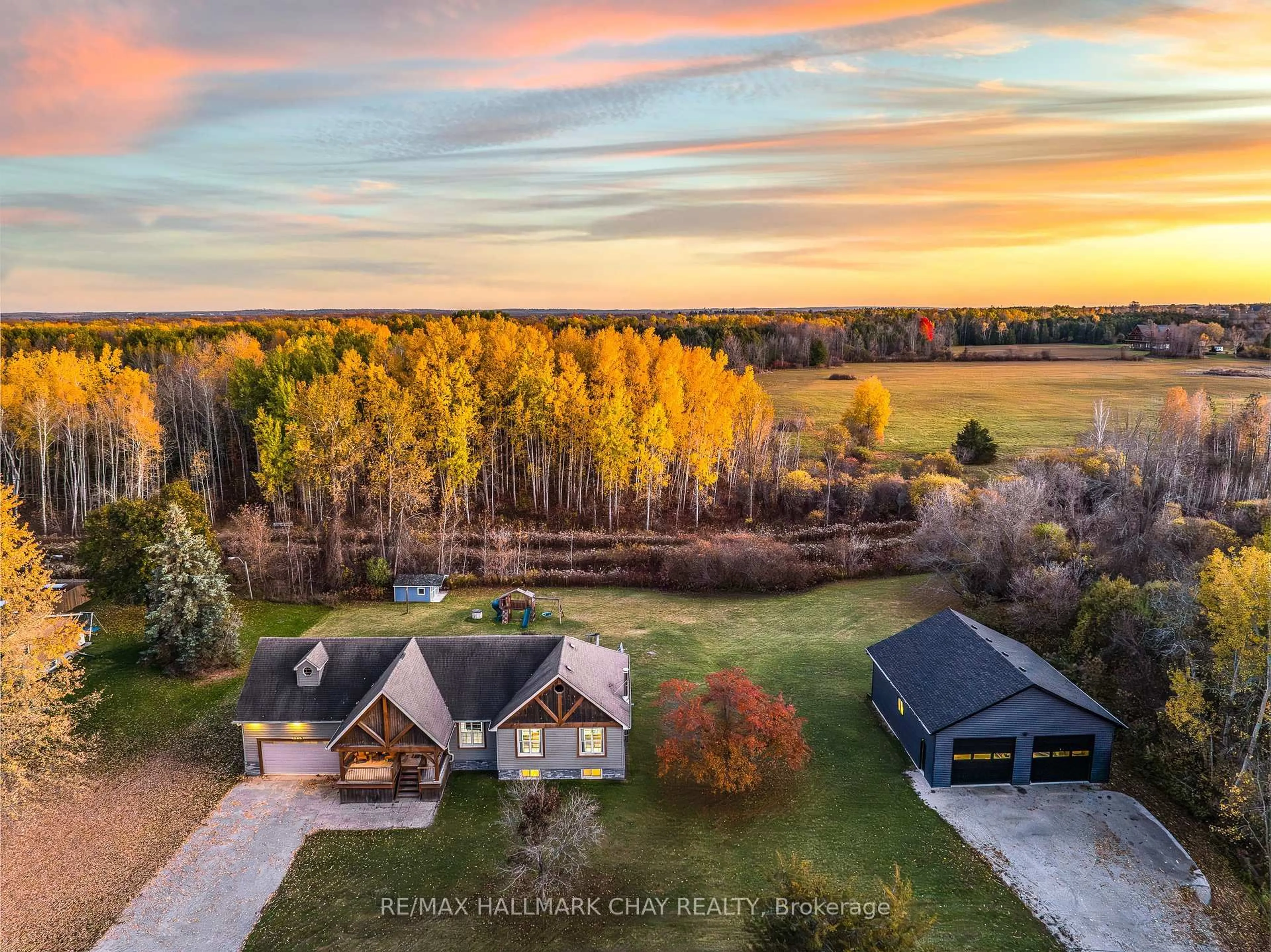A pic from outside/outdoor area/front of a property/back of a property/a pic from drone, water/lake/river/ocean view for 1259 Gilford Rd, Innisfil Ontario L0L 1R0