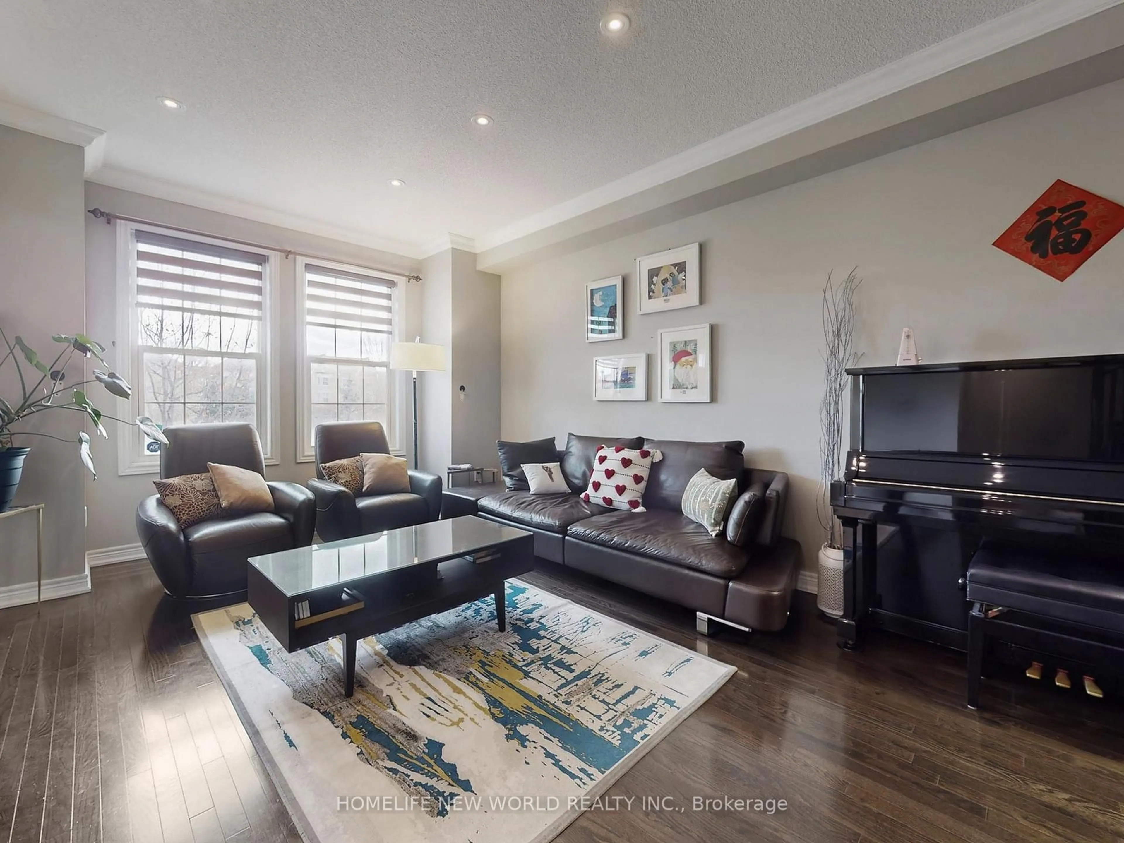 Living room with furniture, wood/laminate floor for 118 Betty Roman Blvd, Markham Ontario L6C 0C8