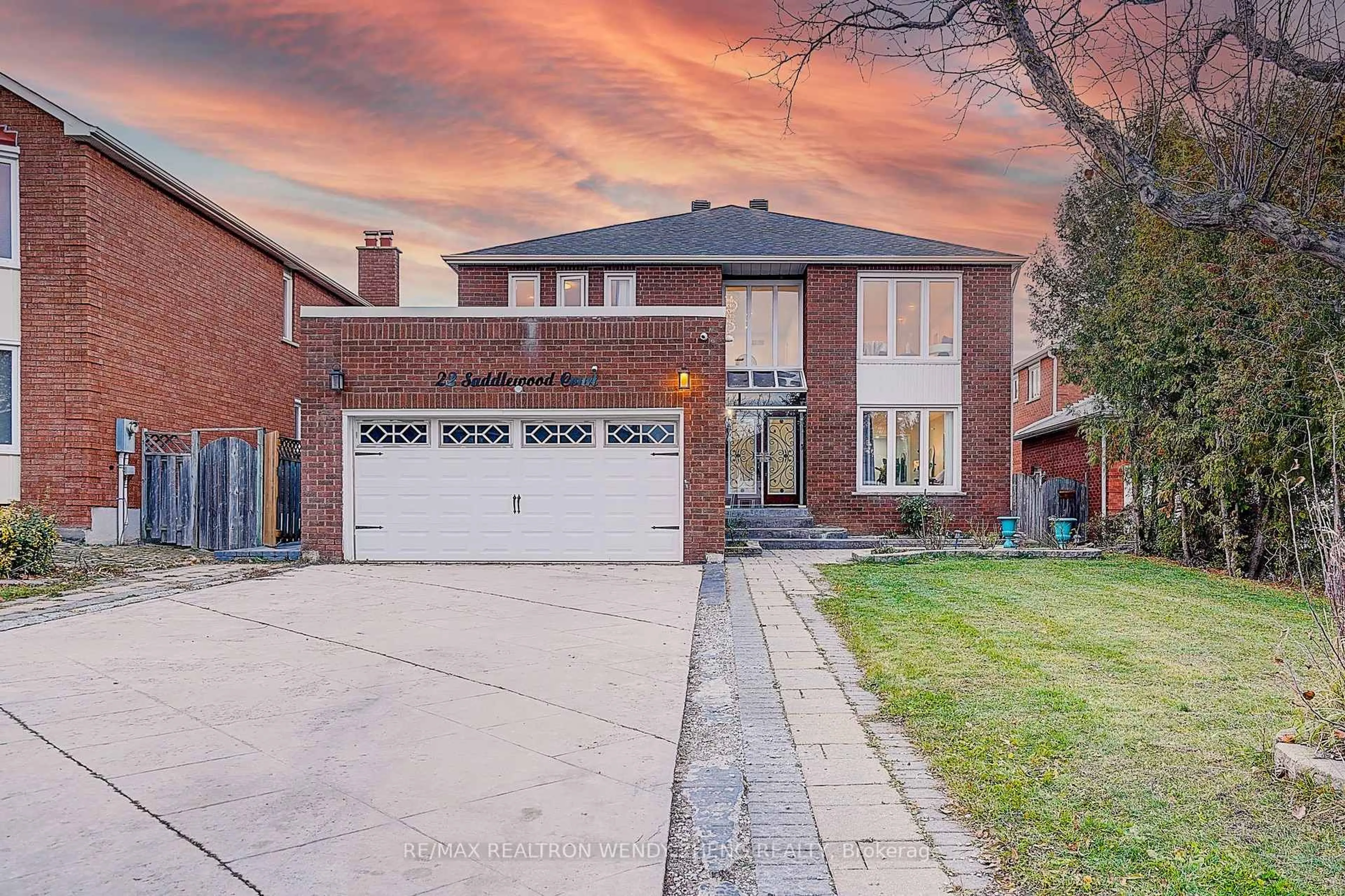 Home with brick exterior material, street for 22 Saddlewood Crt, Markham Ontario L3R 8S7