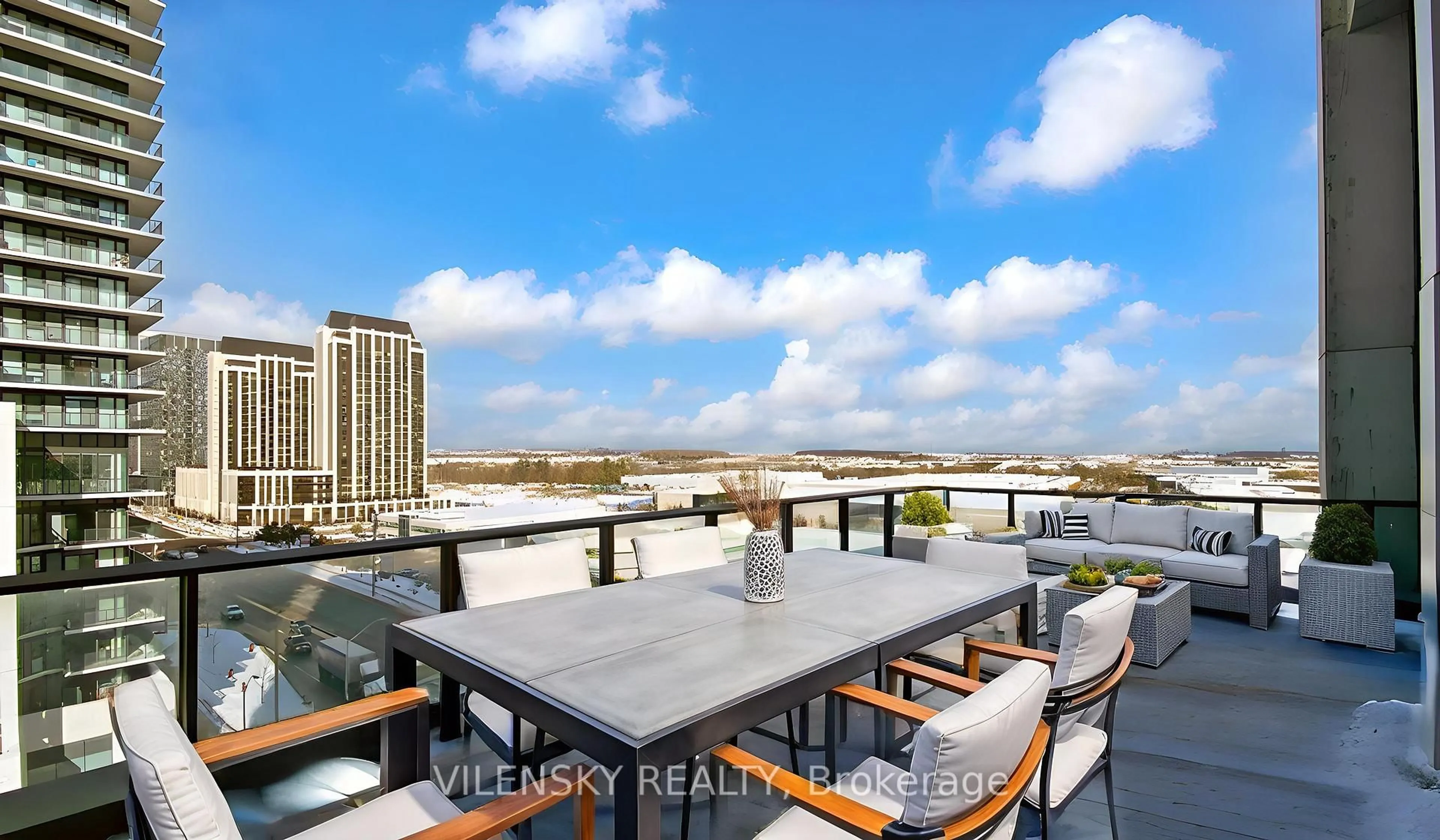 Patio, city buildings view from balcony for 8960 Jane St #704, Vaughan Ontario L4K 2M9