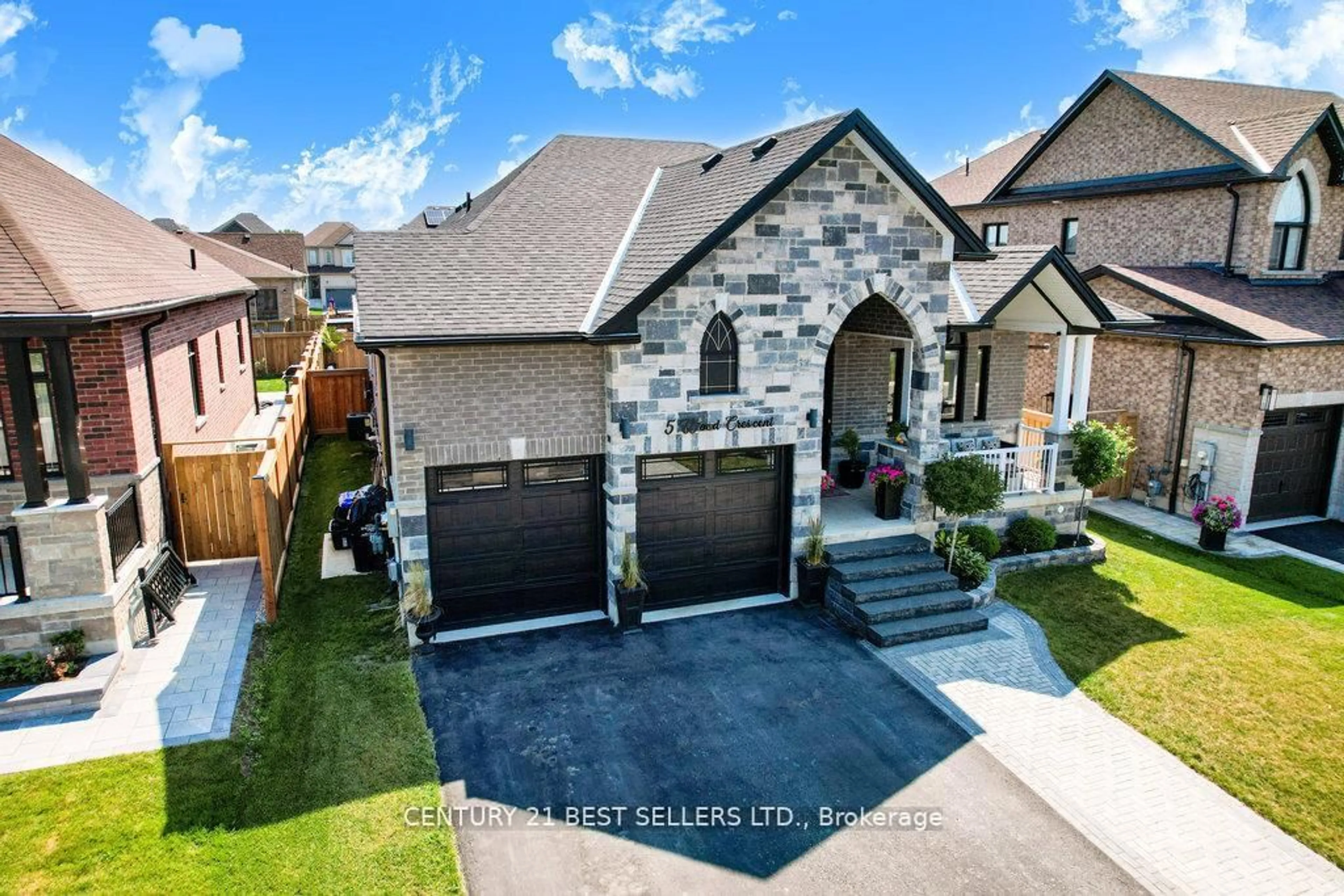 Home with brick exterior material, street for 5 Wood Cres, Essa Ontario L0M 1B5