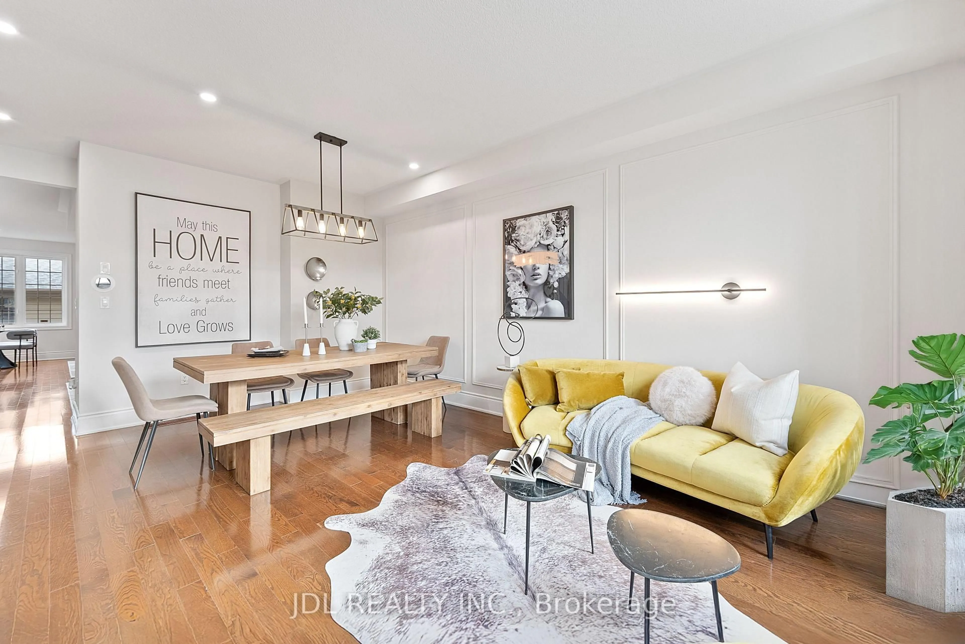 Living room with furniture, wood/laminate floor for 116 Betty Roman Blvd, Markham Ontario L6C 0C8