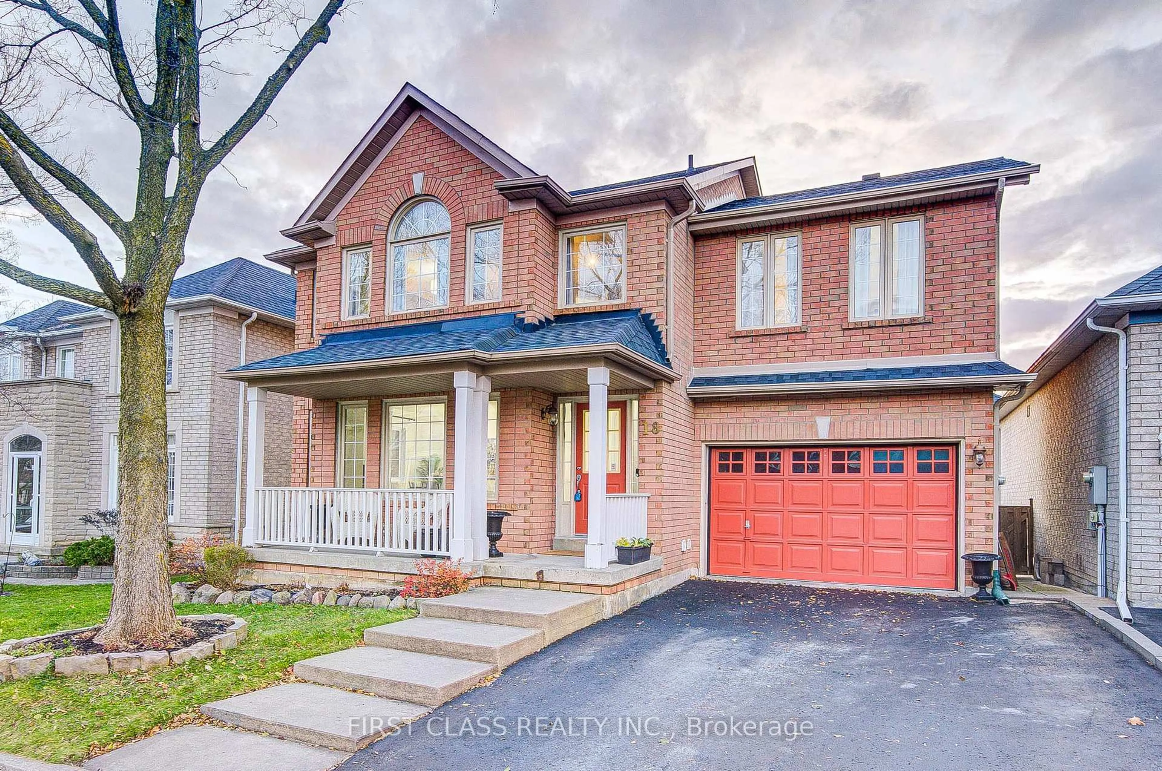 Home with brick exterior material, street for 18 Primrose Path Cres, Markham Ontario L3S 4A9
