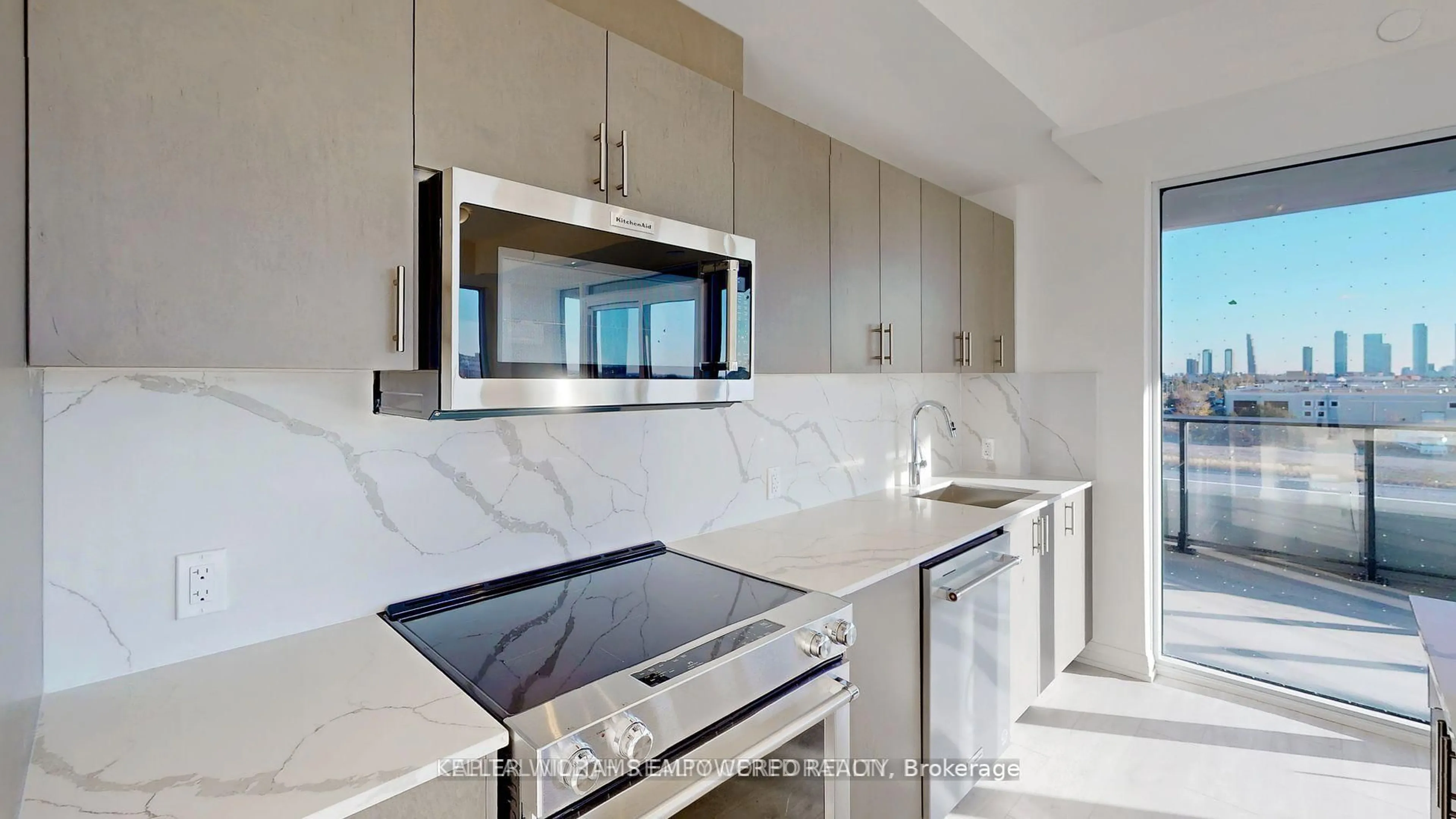 Contemporary kitchen, ceramic/tile floor for 8960 Jane St #328, Vaughan Ontario L4K 2M9