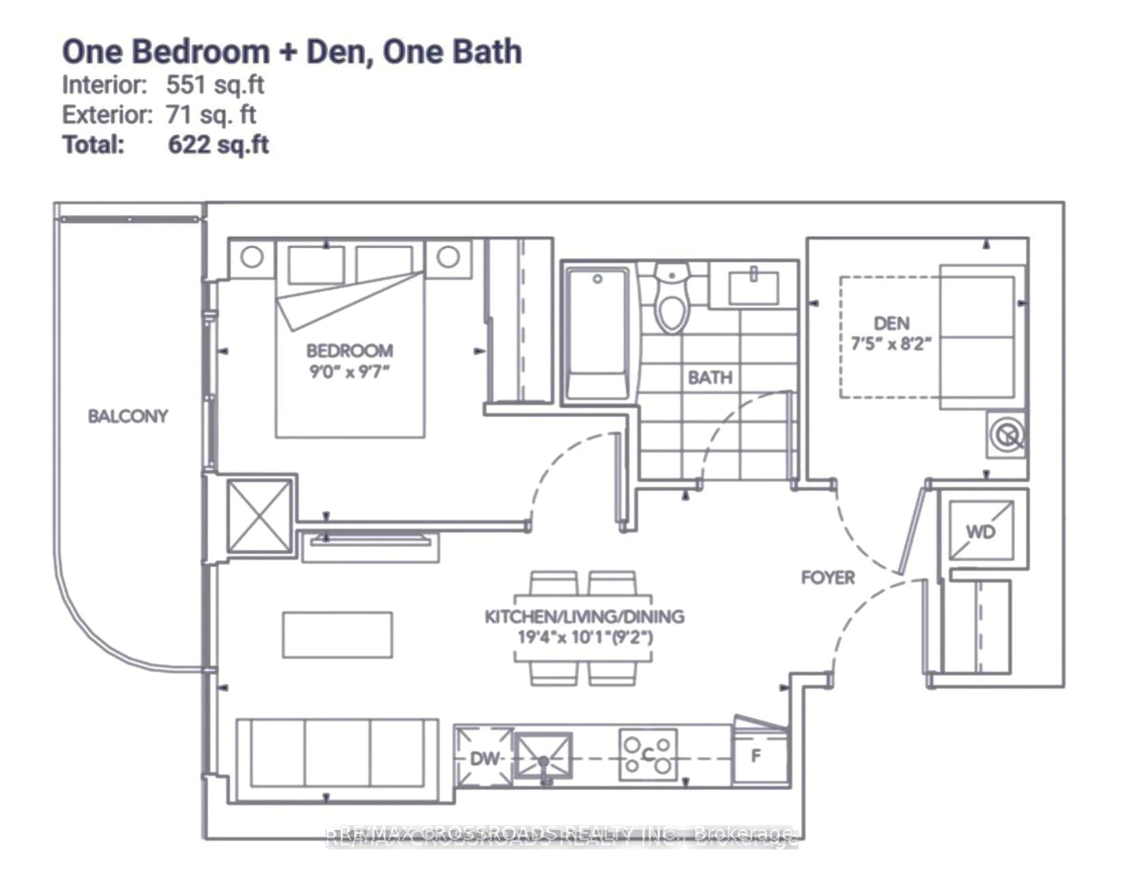 Floor plan for 225 Commerce St St #907, Vaughan Ontario L4K 0R1