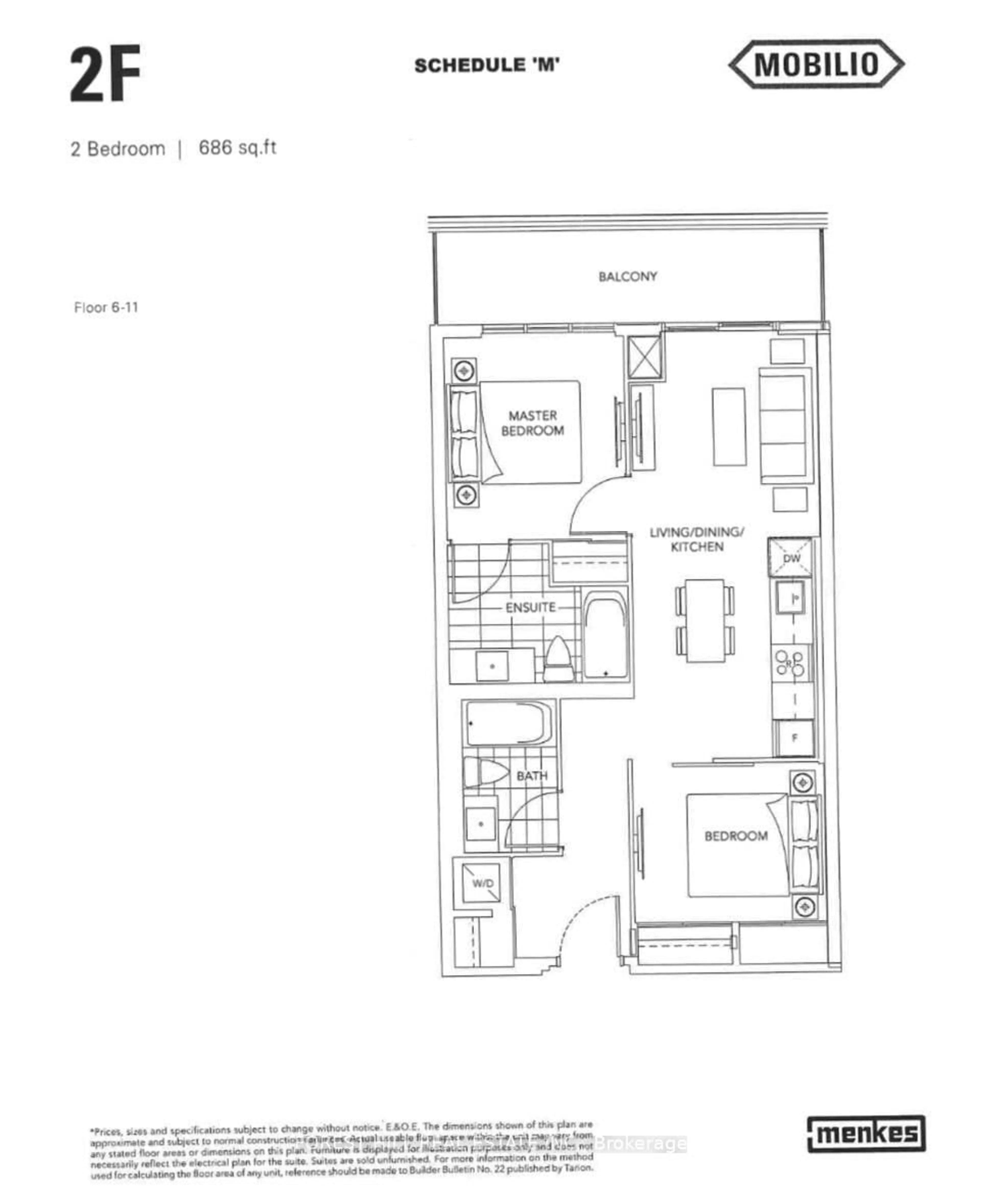 Floor plan for 38 Honeycrisp Cres #818, Vaughan Ontario L4K 0M7