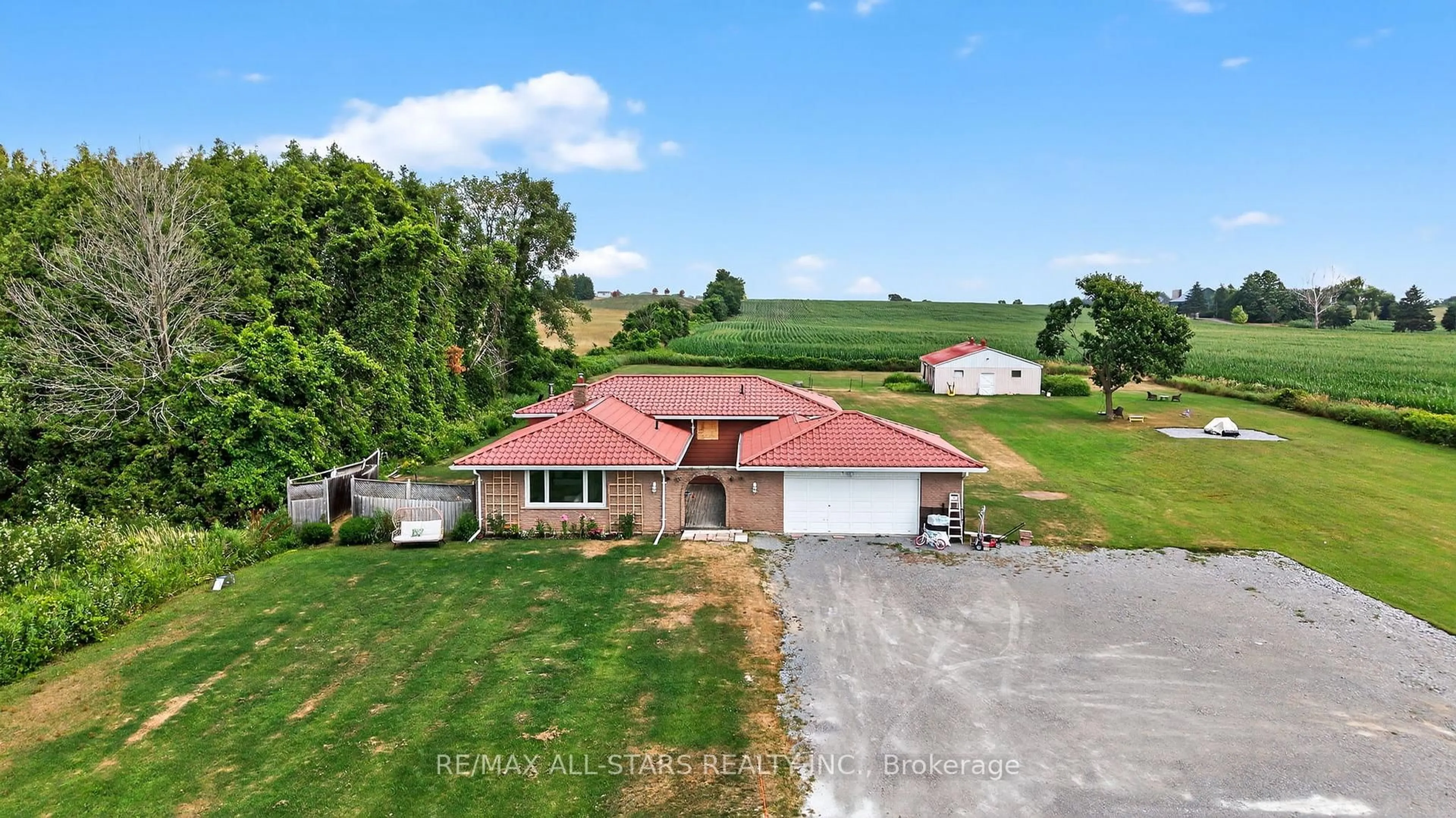 A pic from outside/outdoor area/front of a property/back of a property/a pic from drone, water/lake/river/ocean view for 22429 Kennedy Rd, East Gwillimbury Ontario L0G 1R0