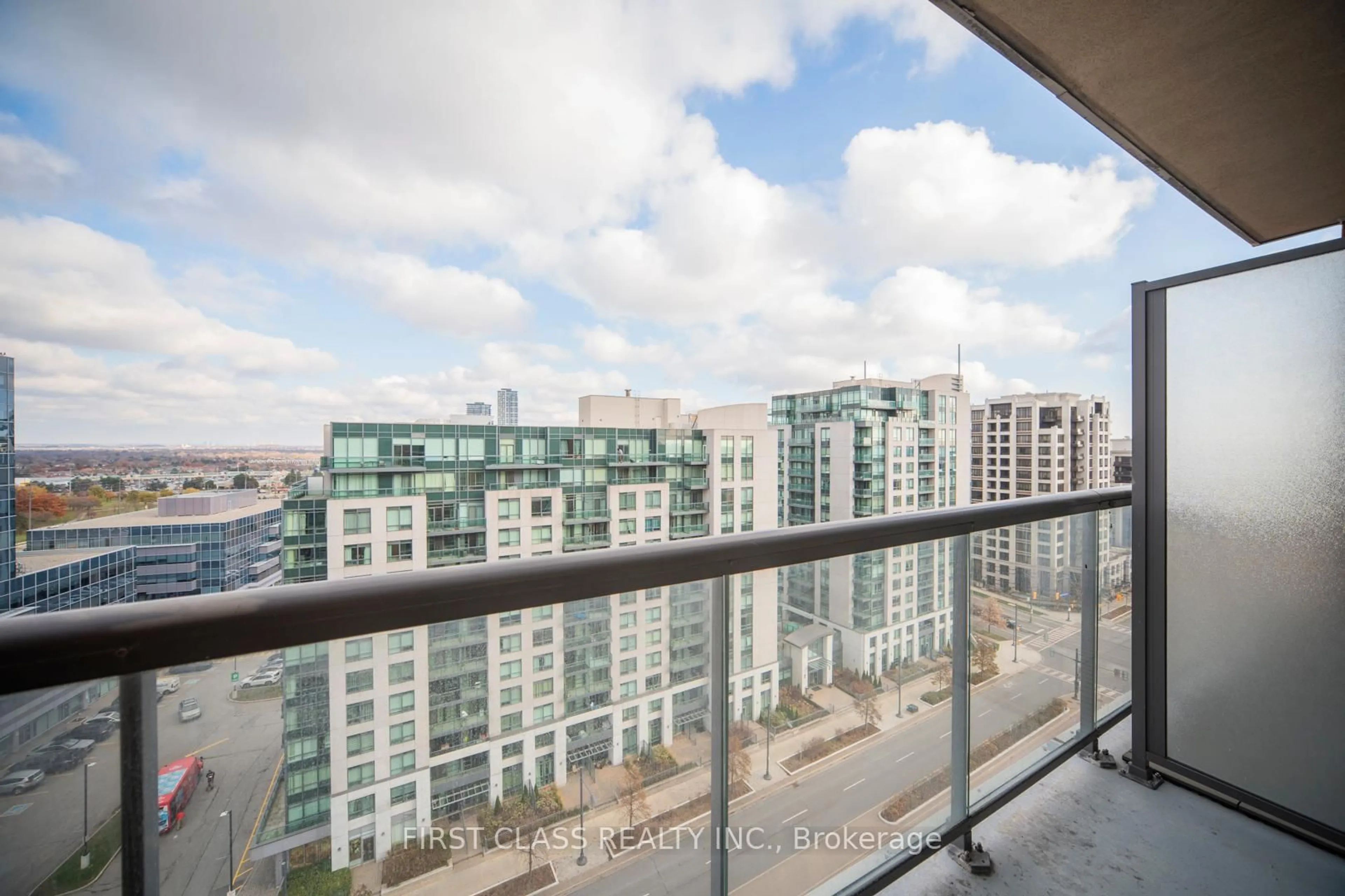 Balcony in the apartment, city buildings view from balcony for 60 South Town Centre Blvd #1608, Markham Ontario L6G 0C5