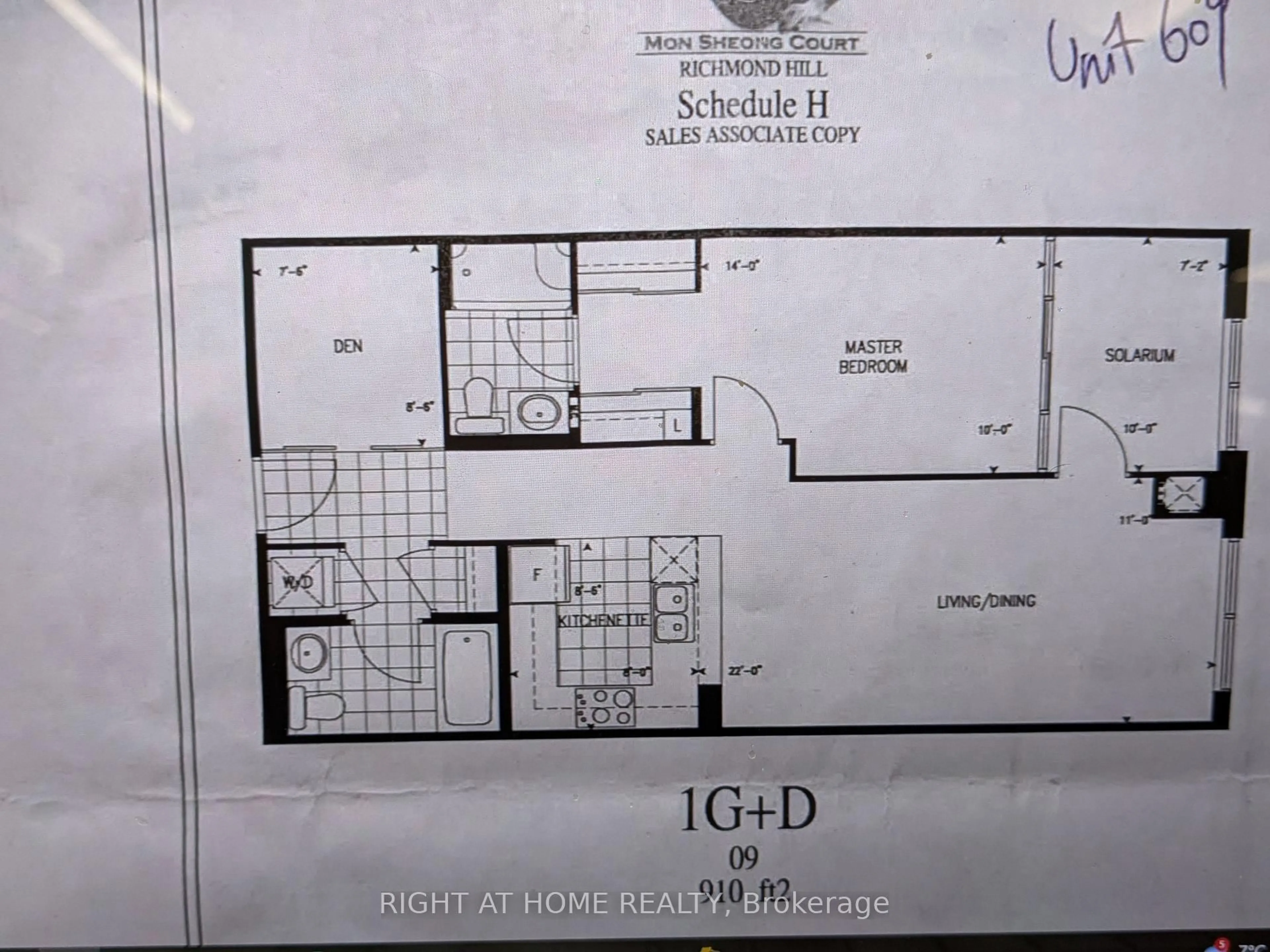 Floor plan for 11211 YONGE St #A609, Richmond Hill Ontario L4S 0E9