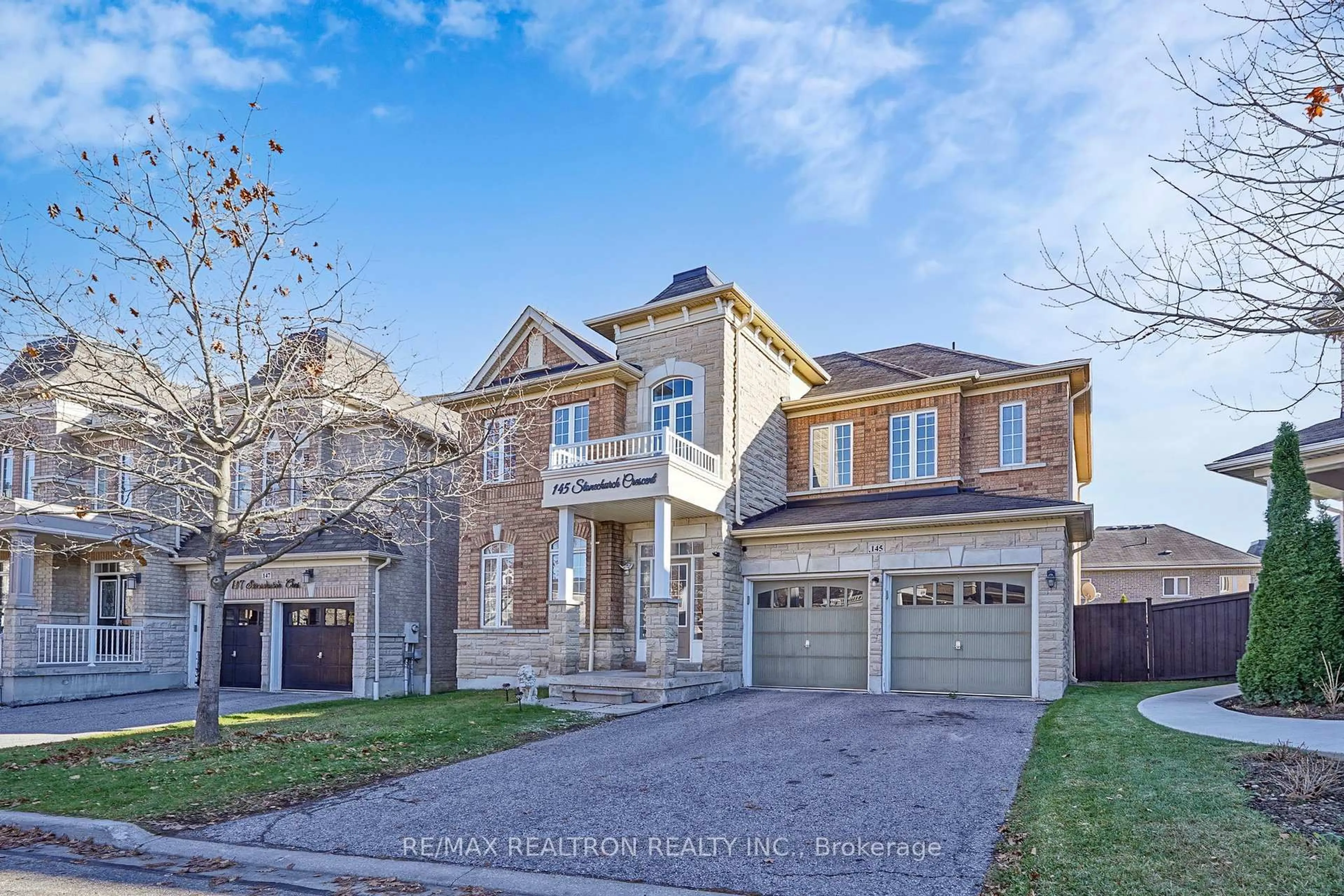 Home with brick exterior material, street for 145 Stonechurch Cres, Markham Ontario L6B 0L2