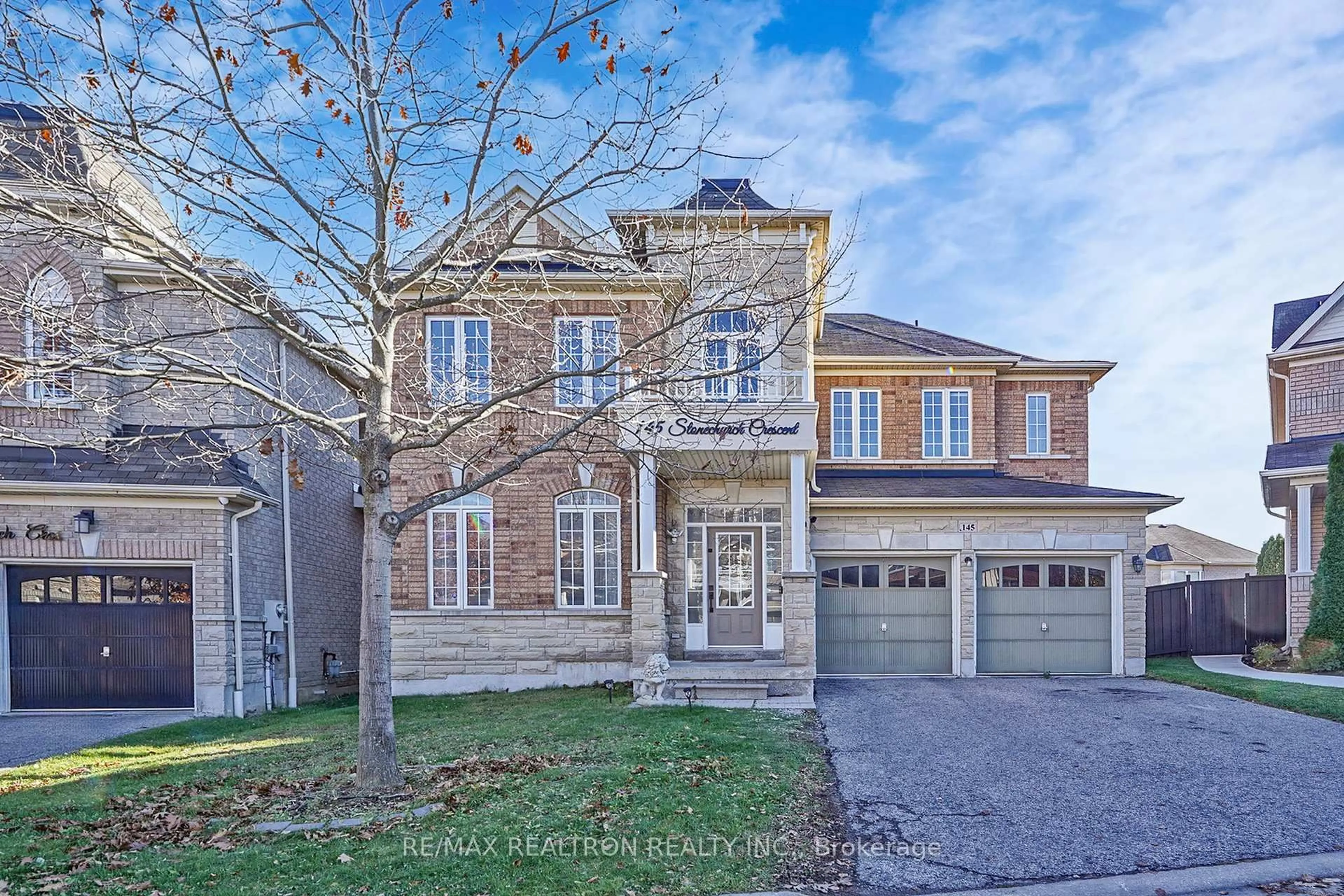 Home with brick exterior material, street for 145 Stonechurch Cres, Markham Ontario L6B 0L2