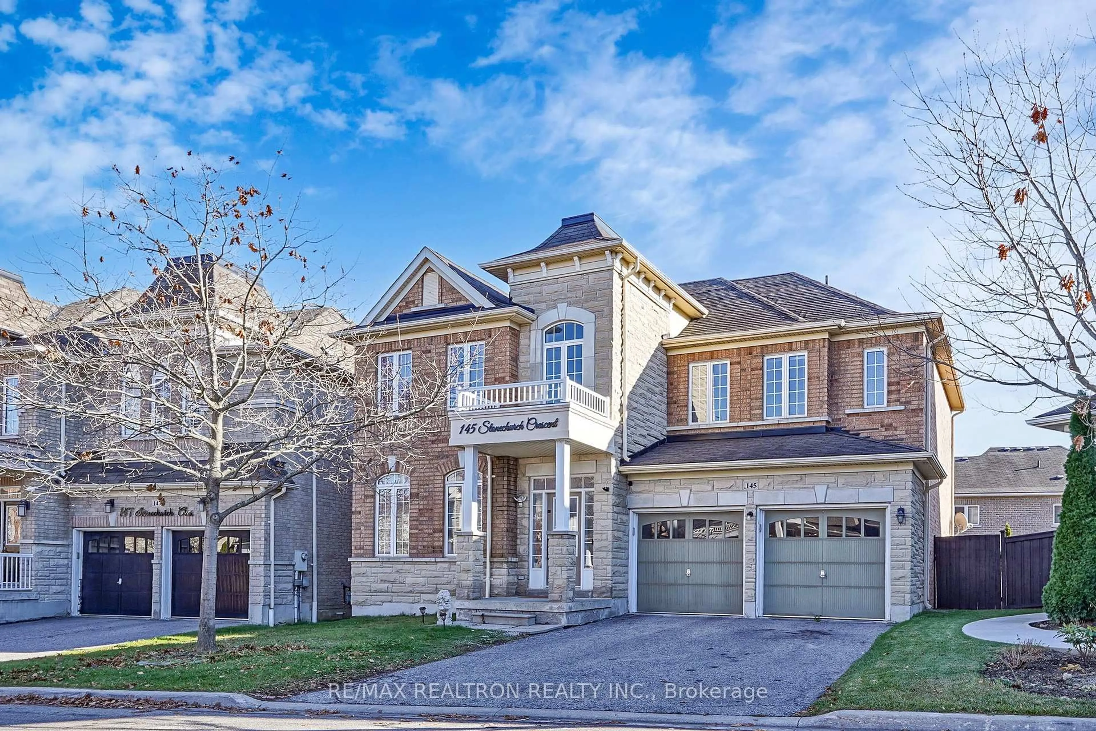 Home with brick exterior material, street for 145 Stonechurch Cres, Markham Ontario L6B 0L2