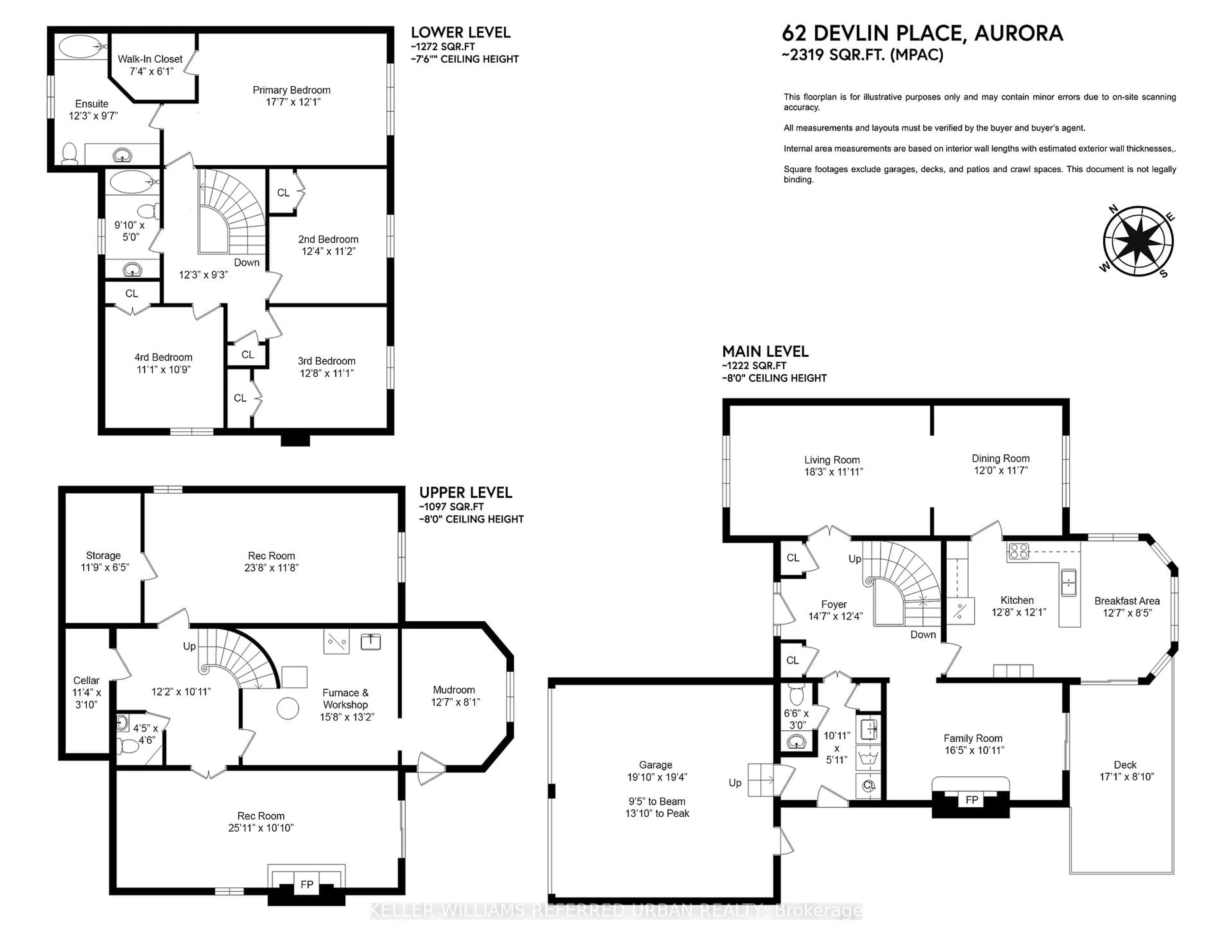 Floor plan for 62 Devlin Pl, Aurora Ontario L4G 5W8